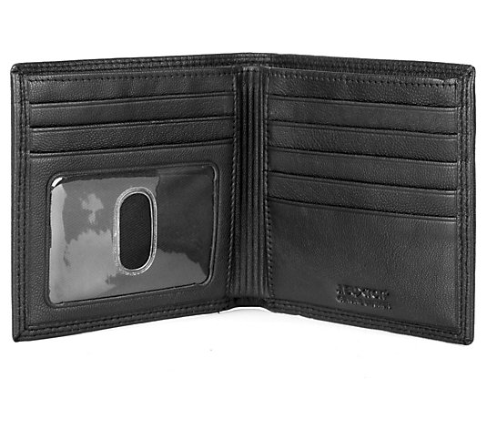 New Buxton Men's Emblem Leather Double ID Bifold Wallet 