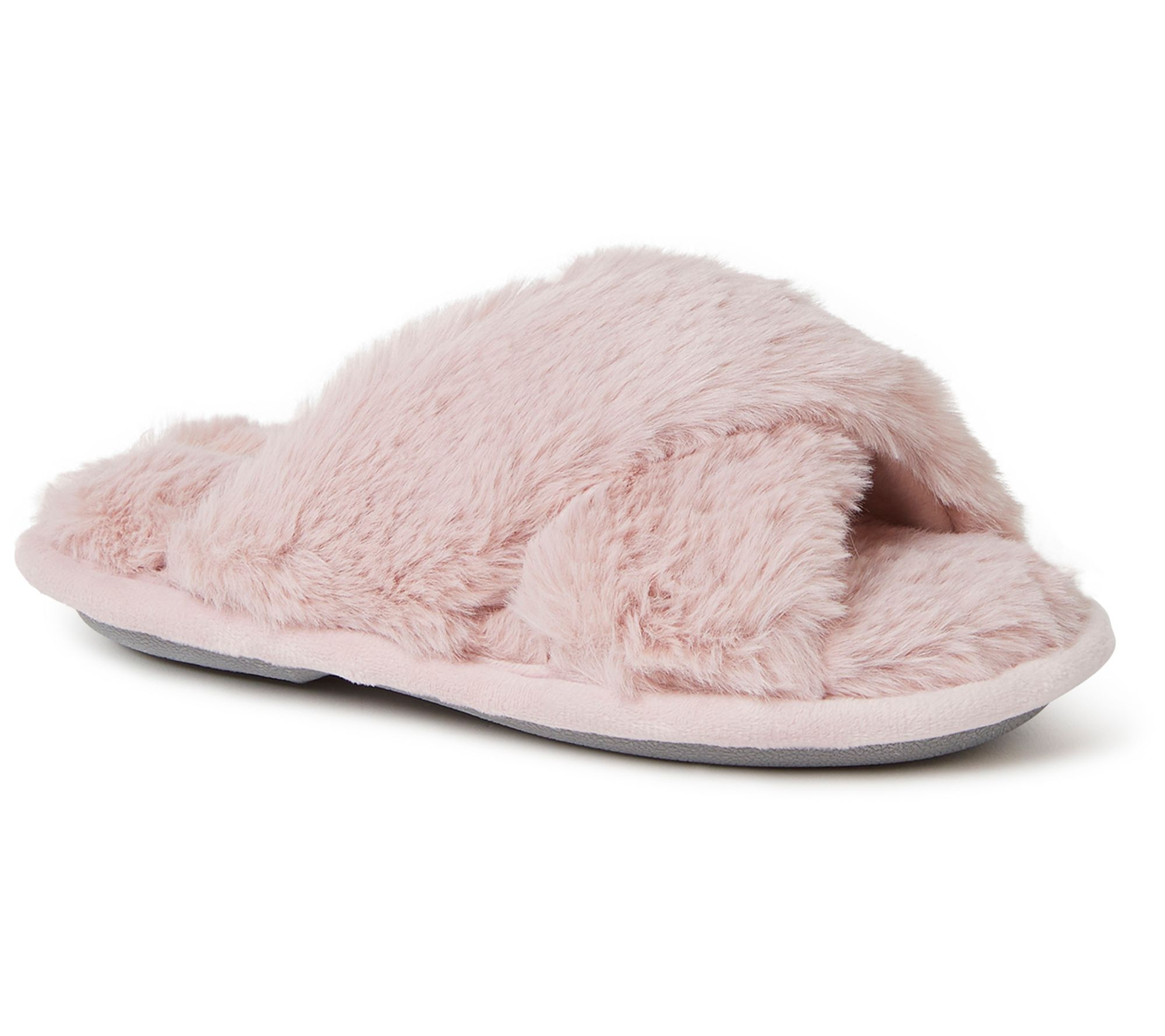 Dearfoams Kid s Jess Furry Crossband Slides QVC