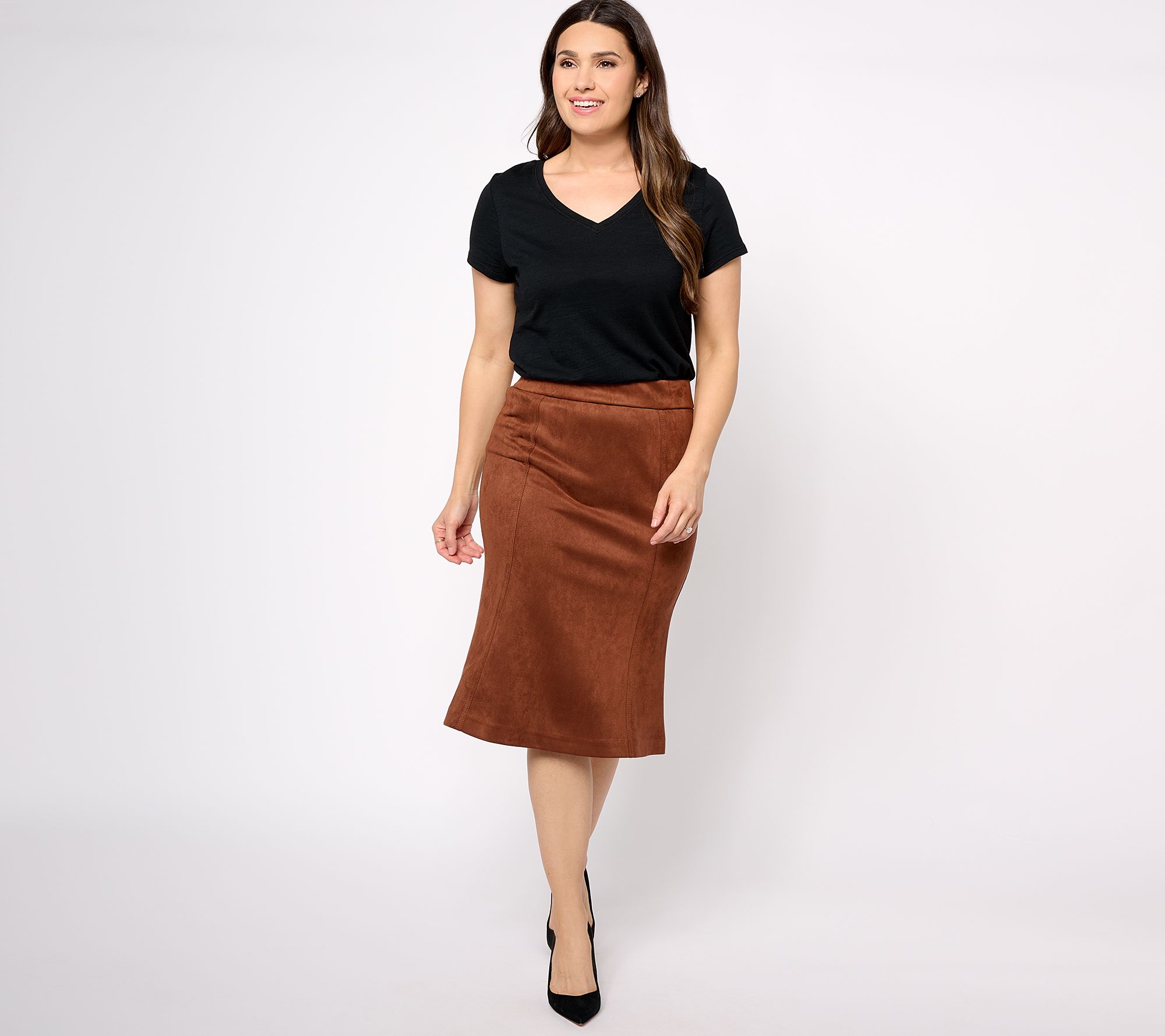 Isaac Mizrahi Live Estate Faux Suede Skirt QVC