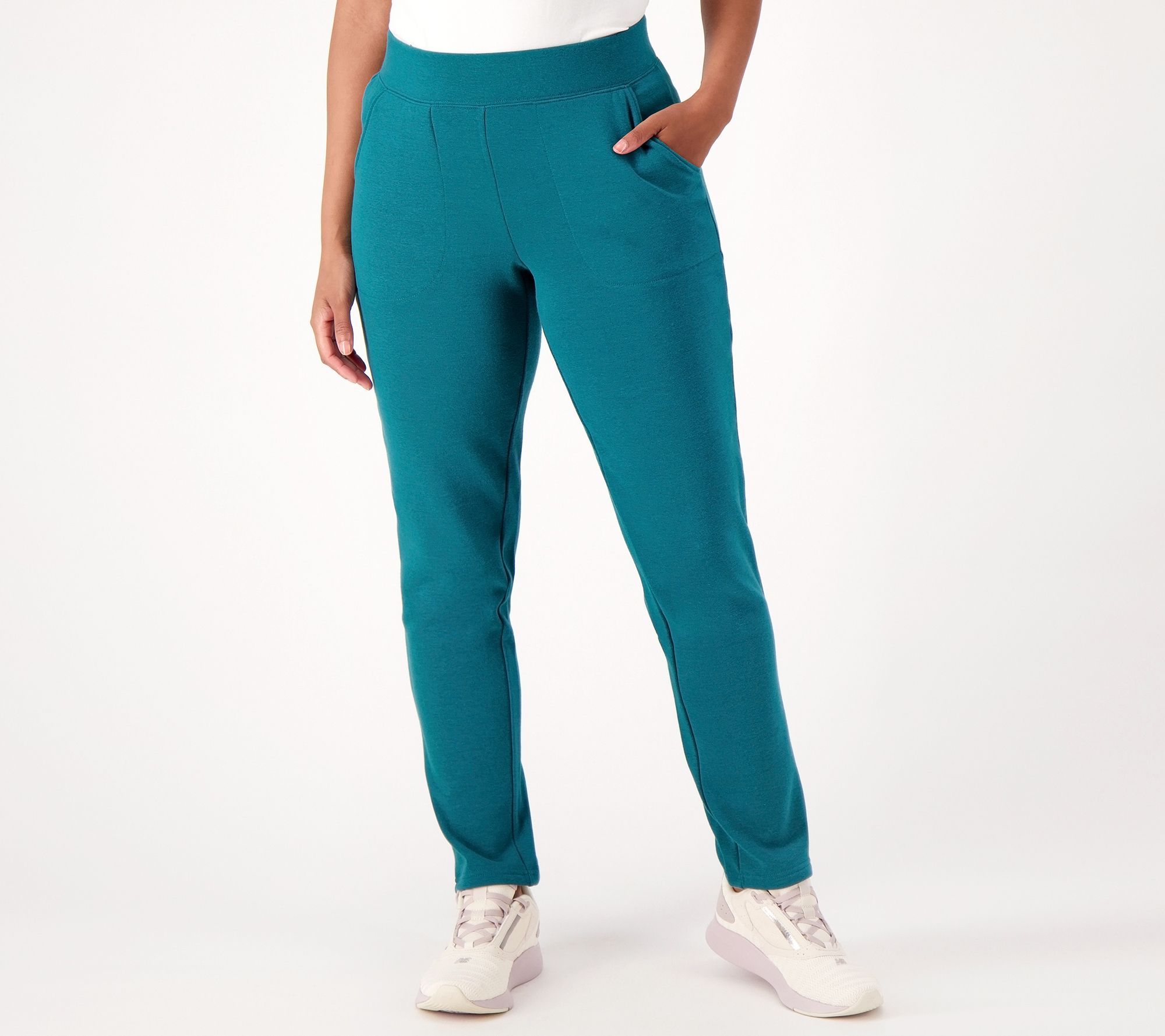 Denim & Co. Active Lush Lined Jersey Slim Straight Pant - QVC.com