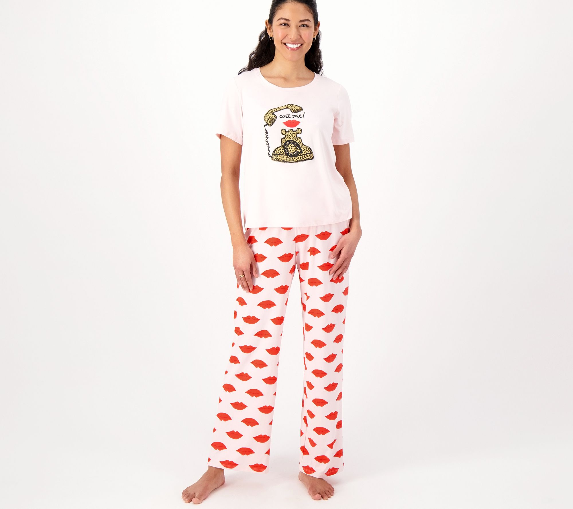 Bouffants & Broken Hearts Graphic Tee Pajama Set 