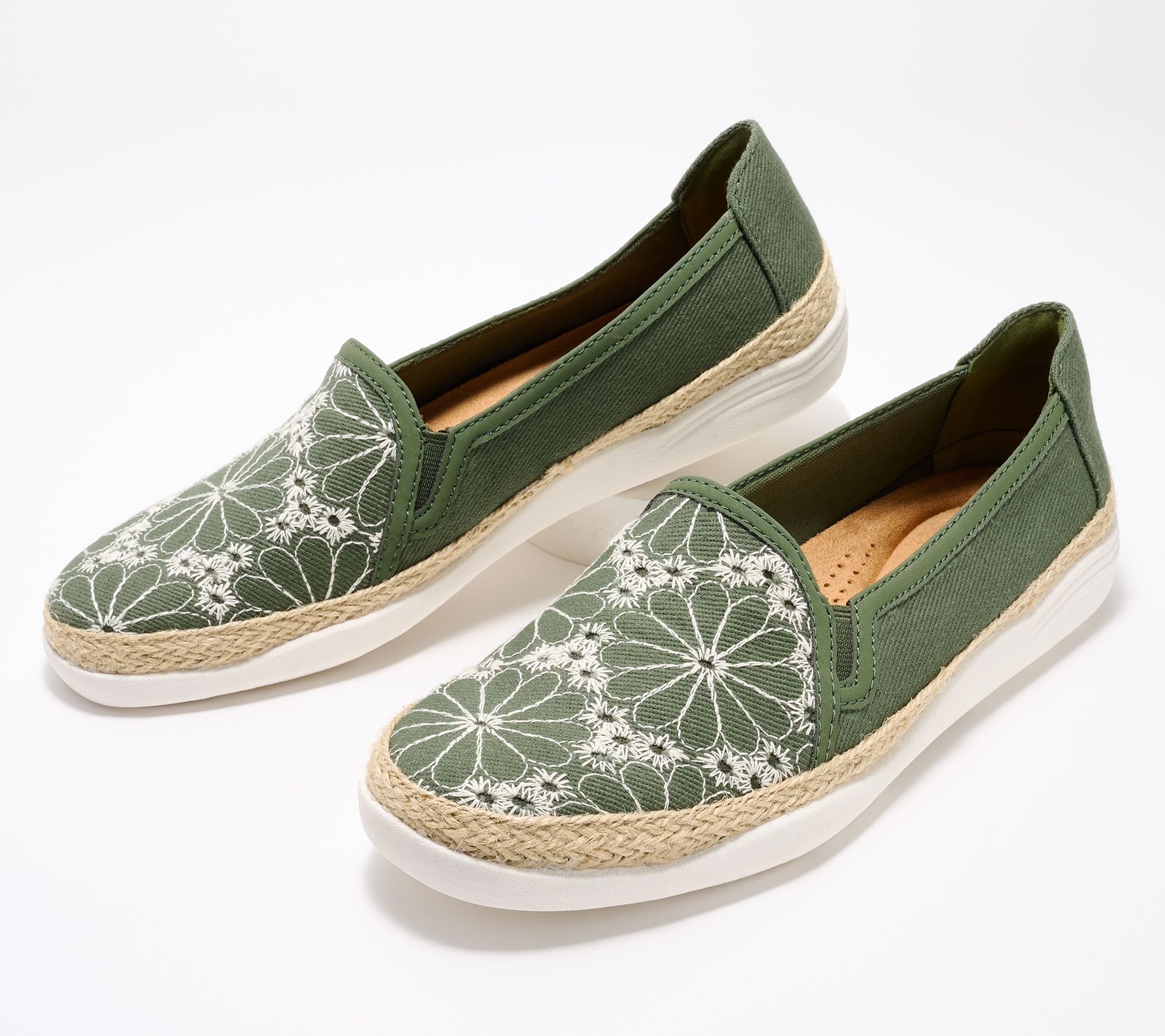 Clarks Collection Embroidered Canvas Slip-Ons - Elaina Harbor