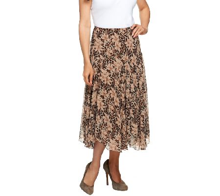 Newsworthy Printed Fully Lined Georgette Skirt - Page 1 — QVC.com