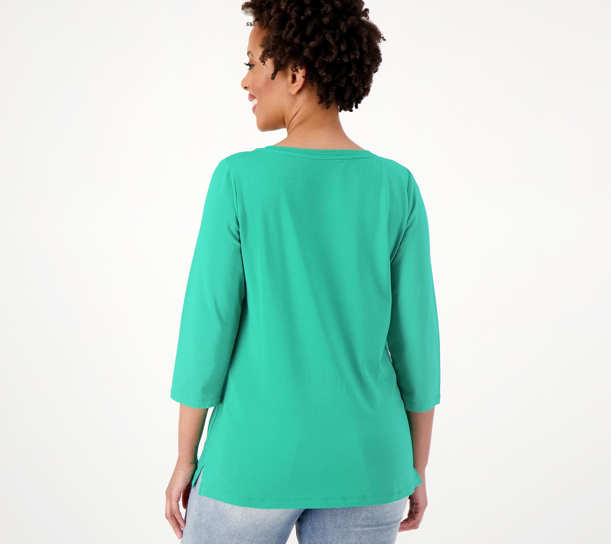 Belle by Kim Gravel Primabelle Knit Ballet Neck 3/4 Sleeve Top - QVC.com