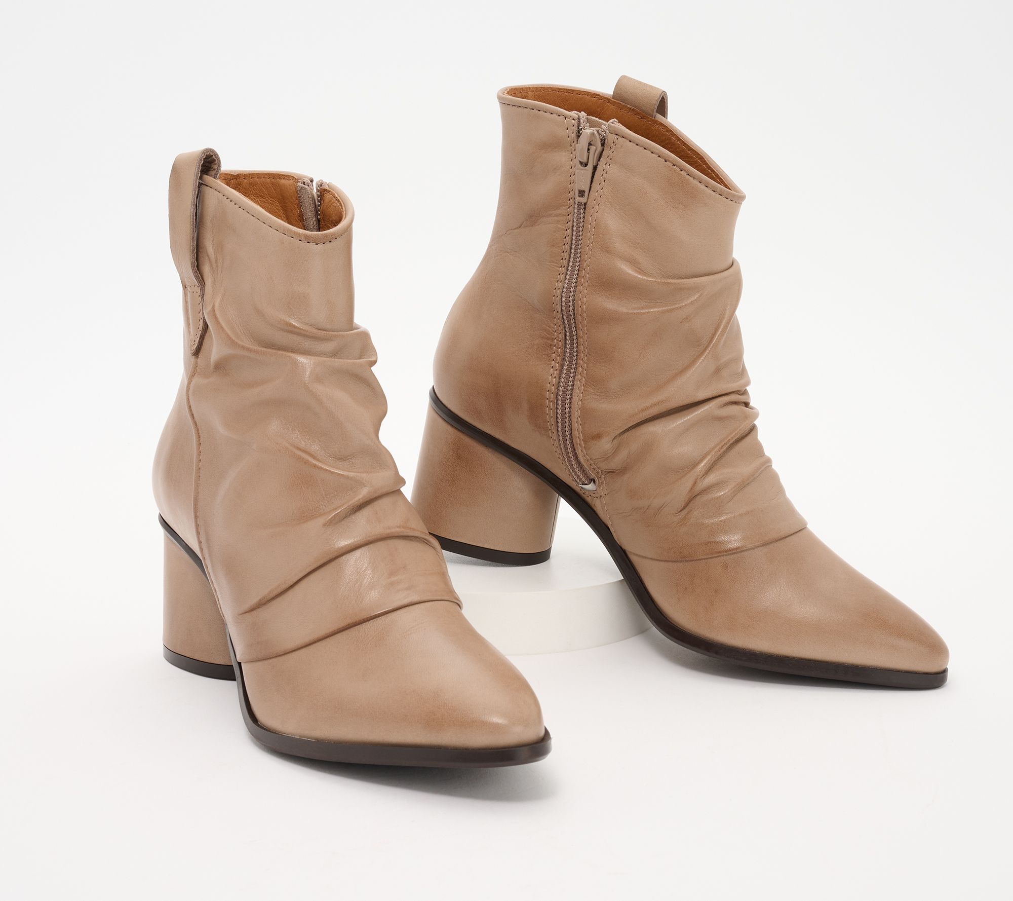 Miz Mooz Leather Wide Width Ruched Ankle Boots- Pleasant