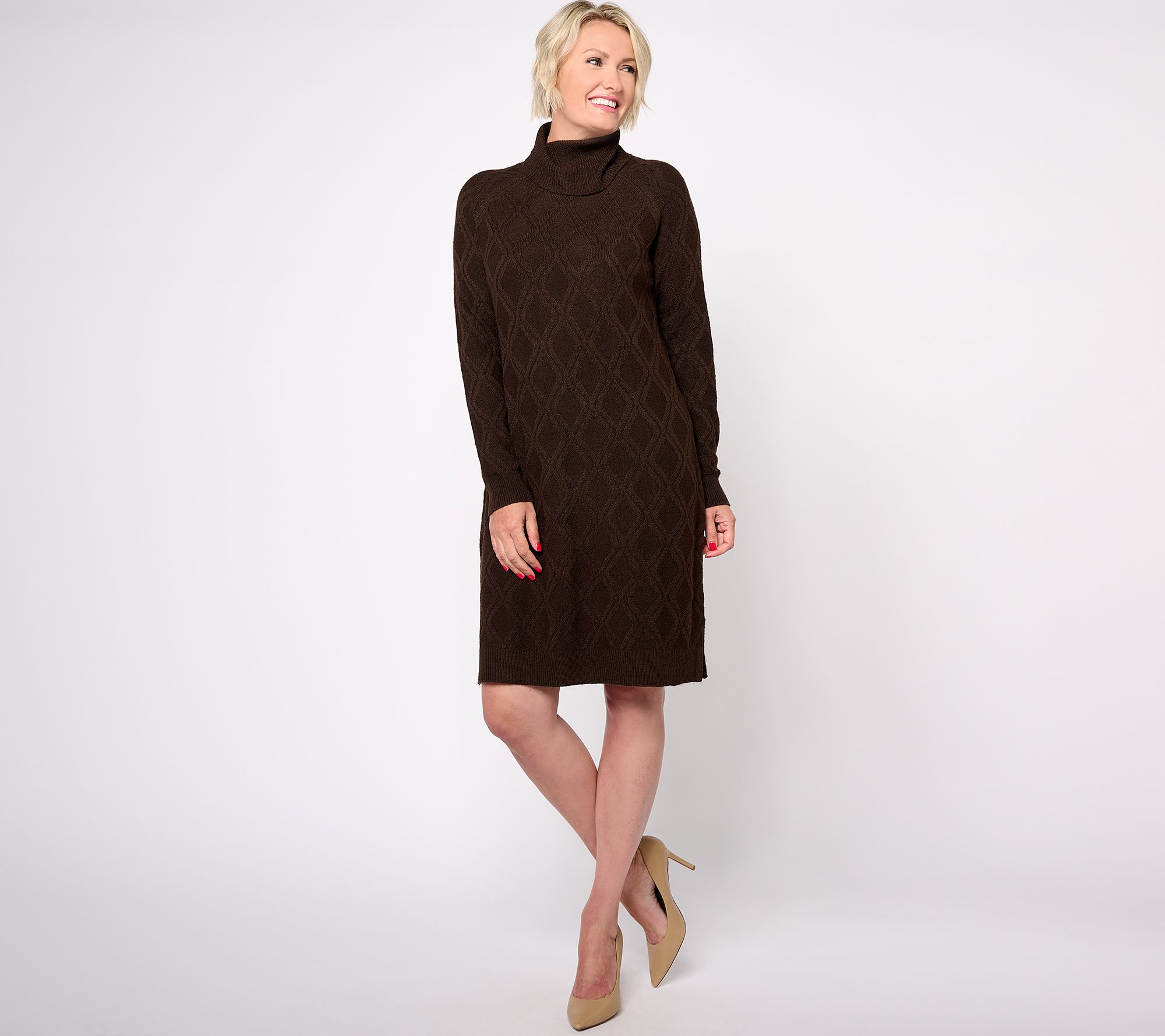 Denim & Co. Heritage Petite Cable Knit Sweater Dress