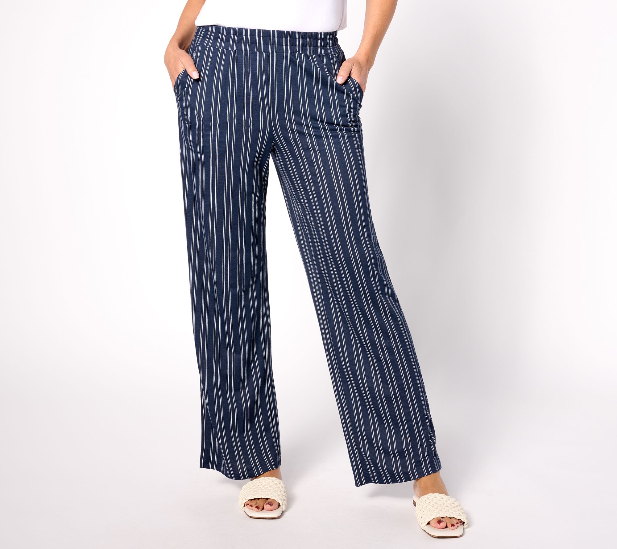 "As Is"Belle by Kim Gravel Cabana Knit Twin Stripe Resort Pants