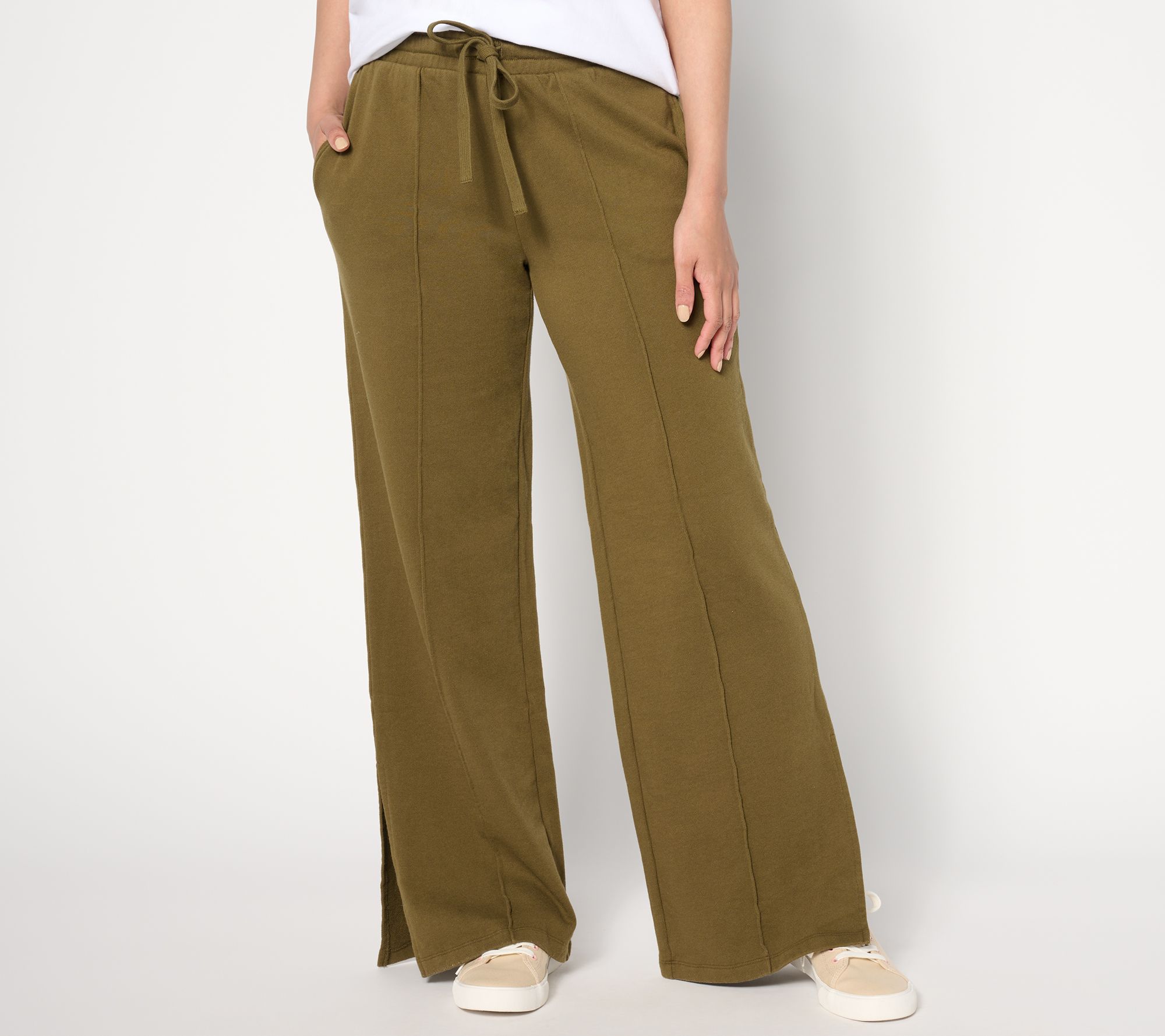 Peace Love World Regular French Terry Side Slit Sweatpants