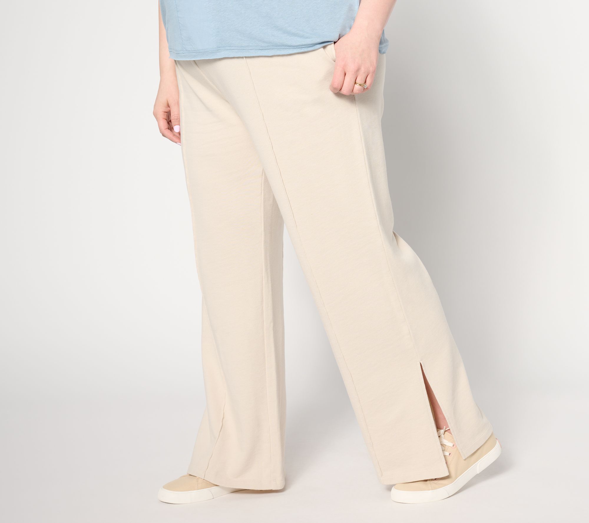 Peace Love World Regular French Terry Side Slit Sweatpants
