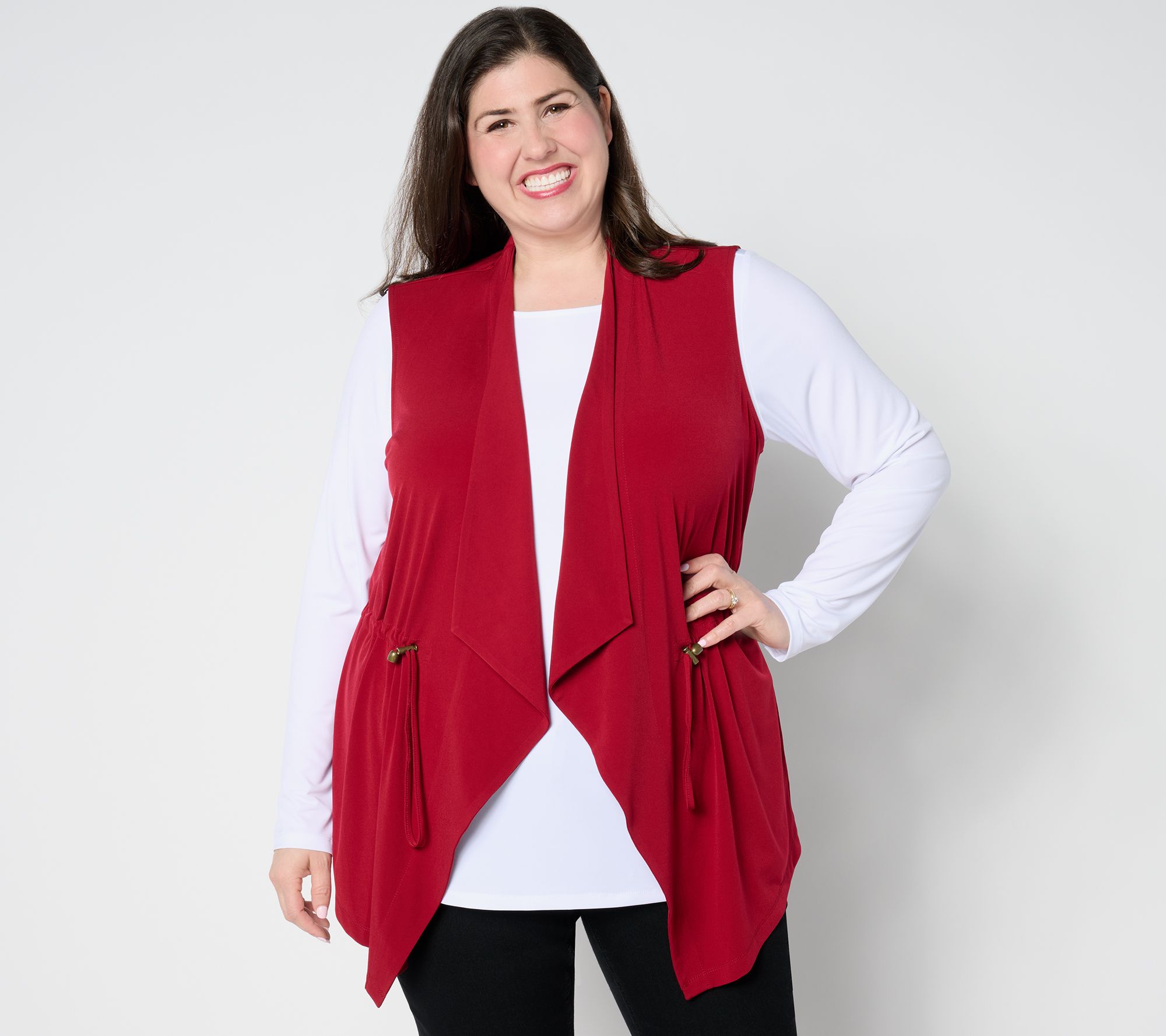 Susan Graver Every Day Petite Liquid Knit Anorak Style Vest