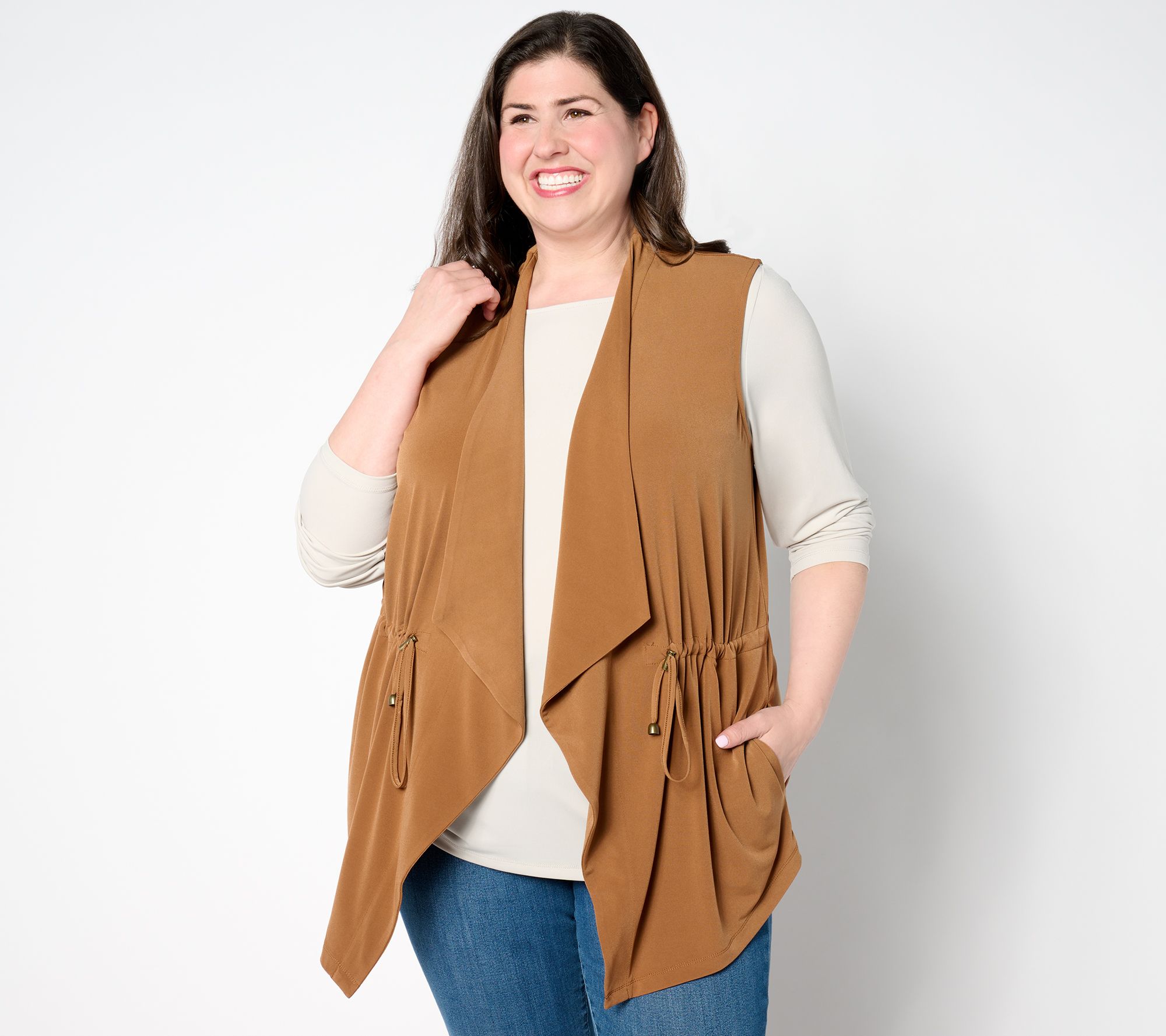Susan Graver Every Day Petite Liquid Knit Anorak Style Vest