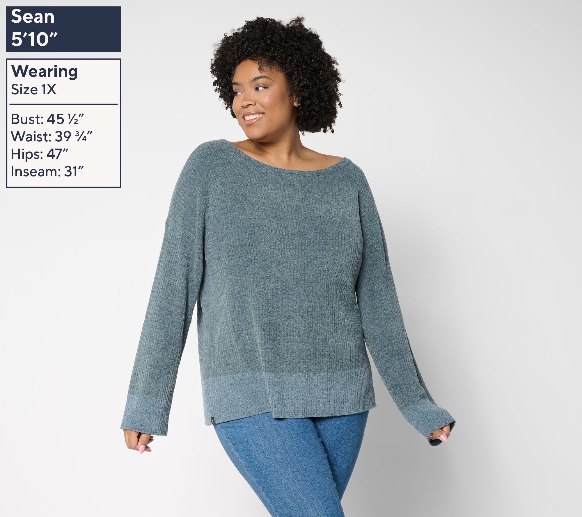 トップス CONP 23SS Helically Pocket Sweater Barefoot Dreams CozyChic Ultra Lite Jersey Roll Boatneck