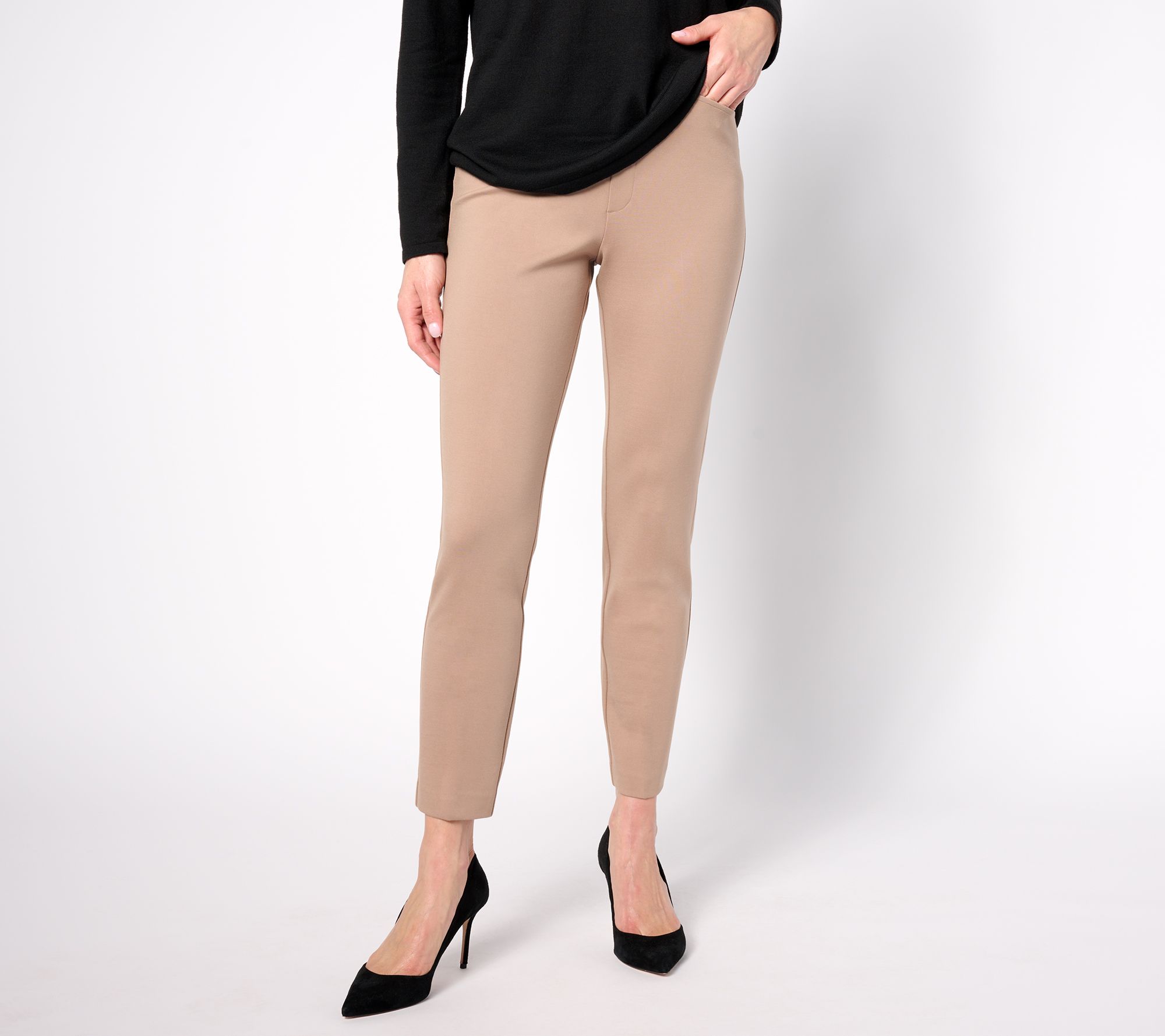 "As Is" Susan Graver Tall Smart Ponte Knit Slim Leg Pants