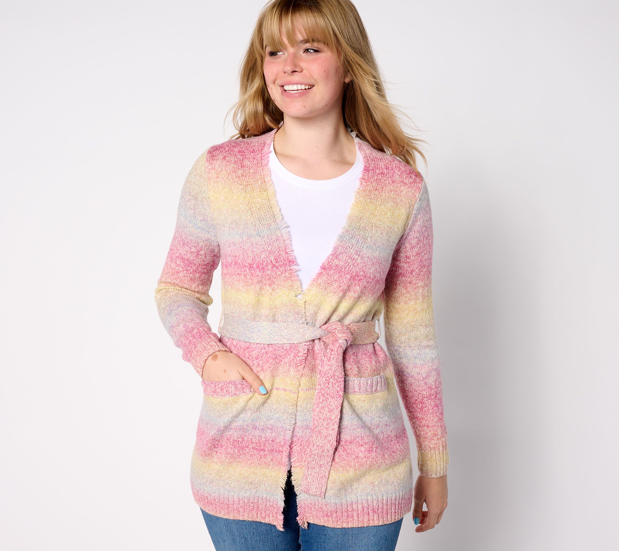 "As Is" Attitudes by Renee Rainbow Belt Cardigan