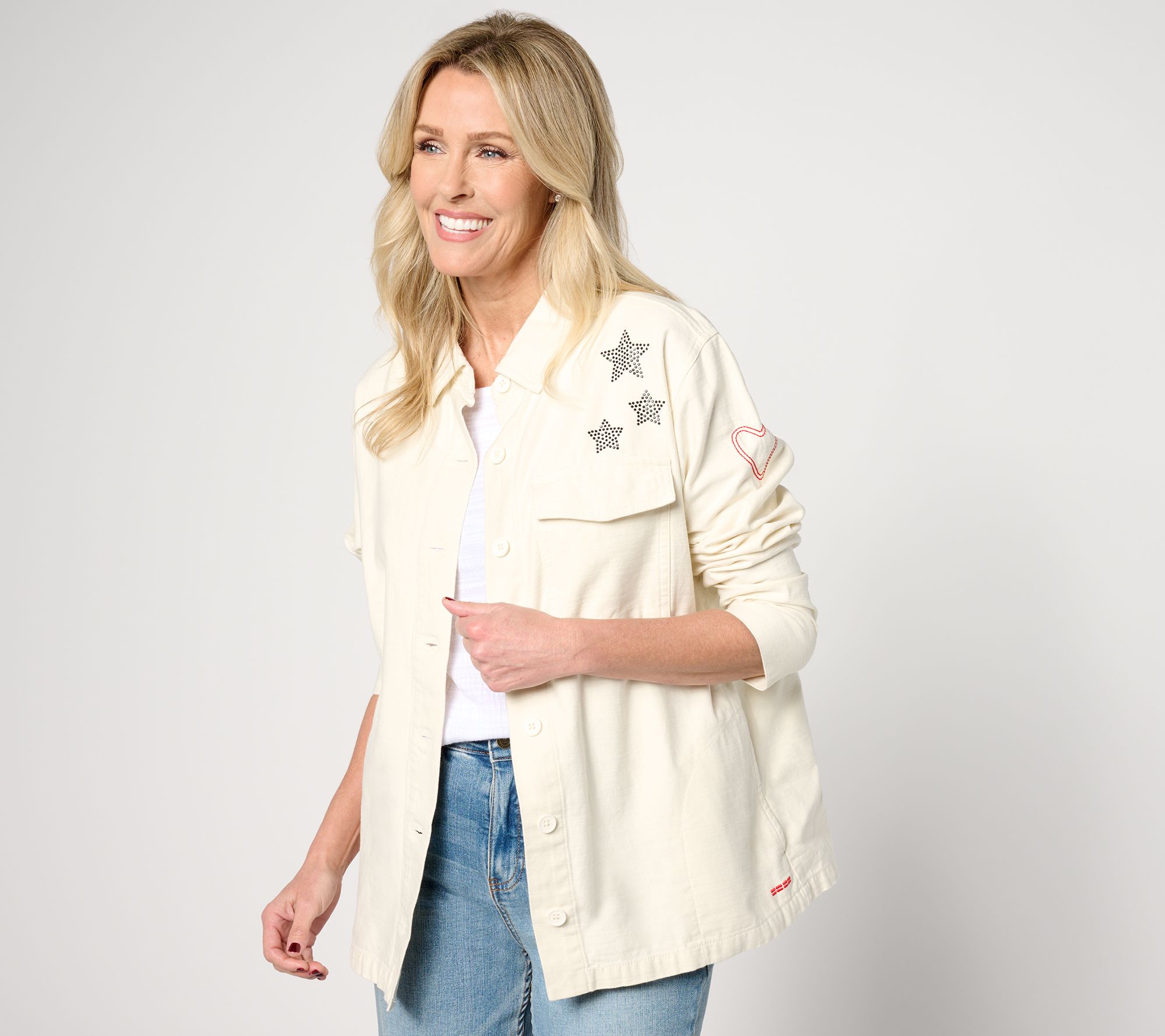 "As Is" Peace Love World Love Unites Us Cotton Utility Jacket