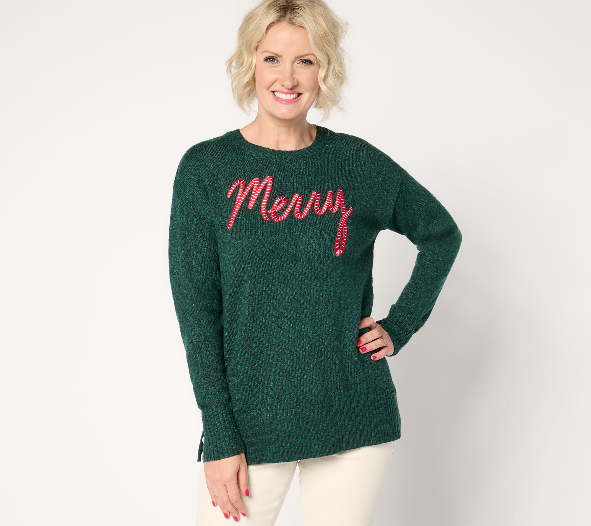 Jingle Belles by Kim Gravel Let s Get Cozy Makin Merry Tunic Sweater QVC