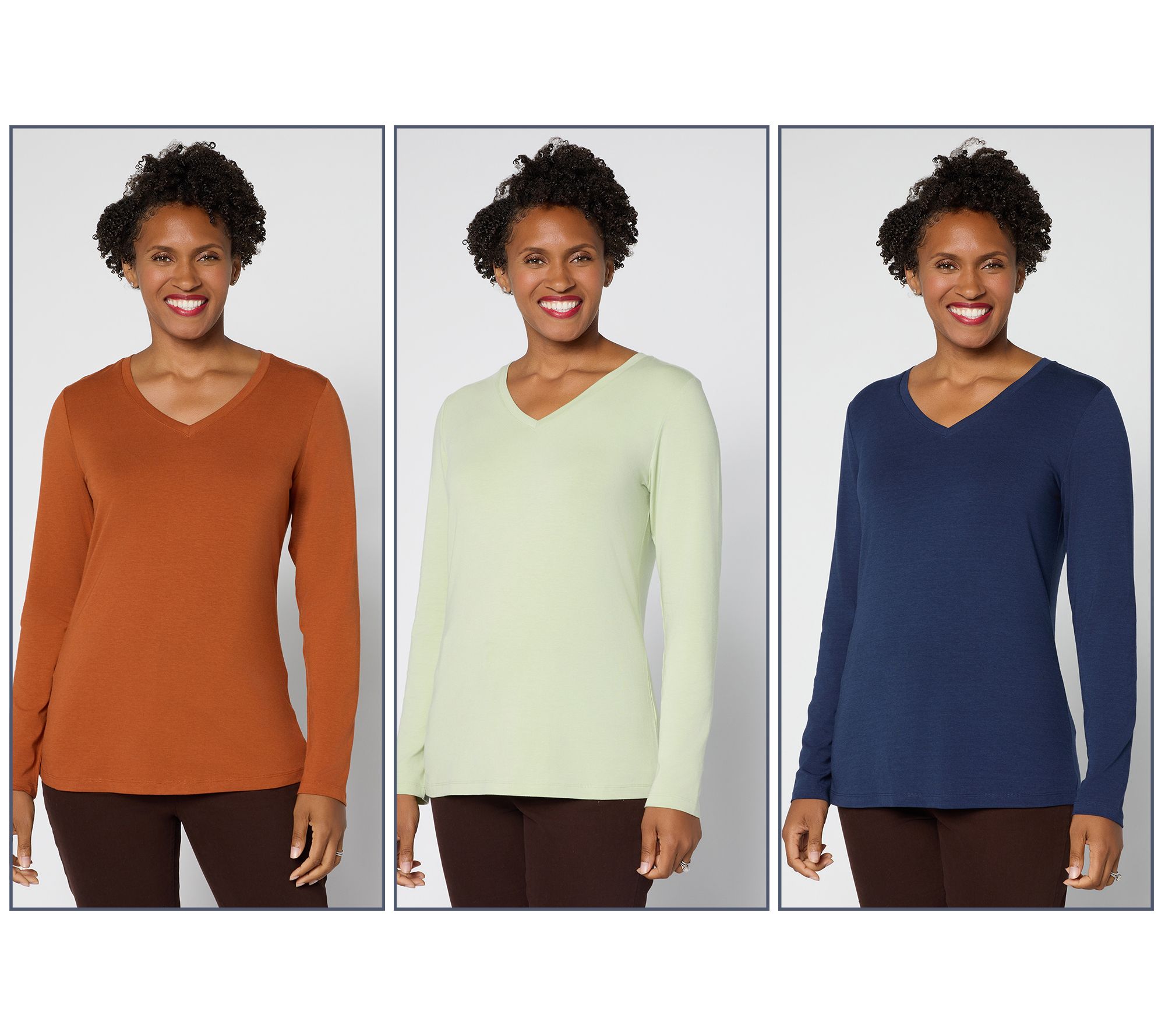 Denim & Co. Essentials So Soft Jersey 3-Pack V-Neck Tops
