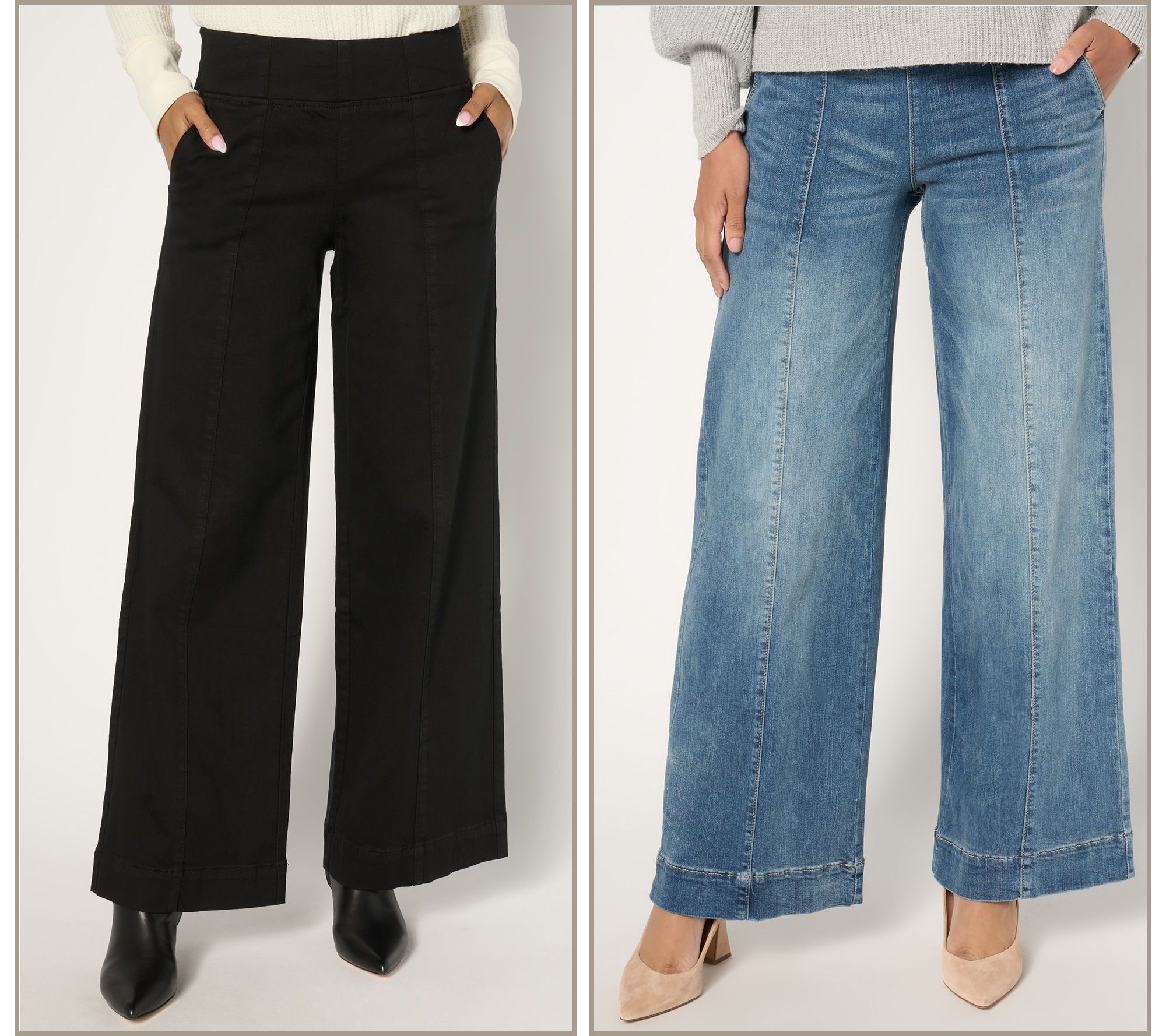 Belle by Kim Gravel TripleLuxe Denim Palazzo Topstitch Jean