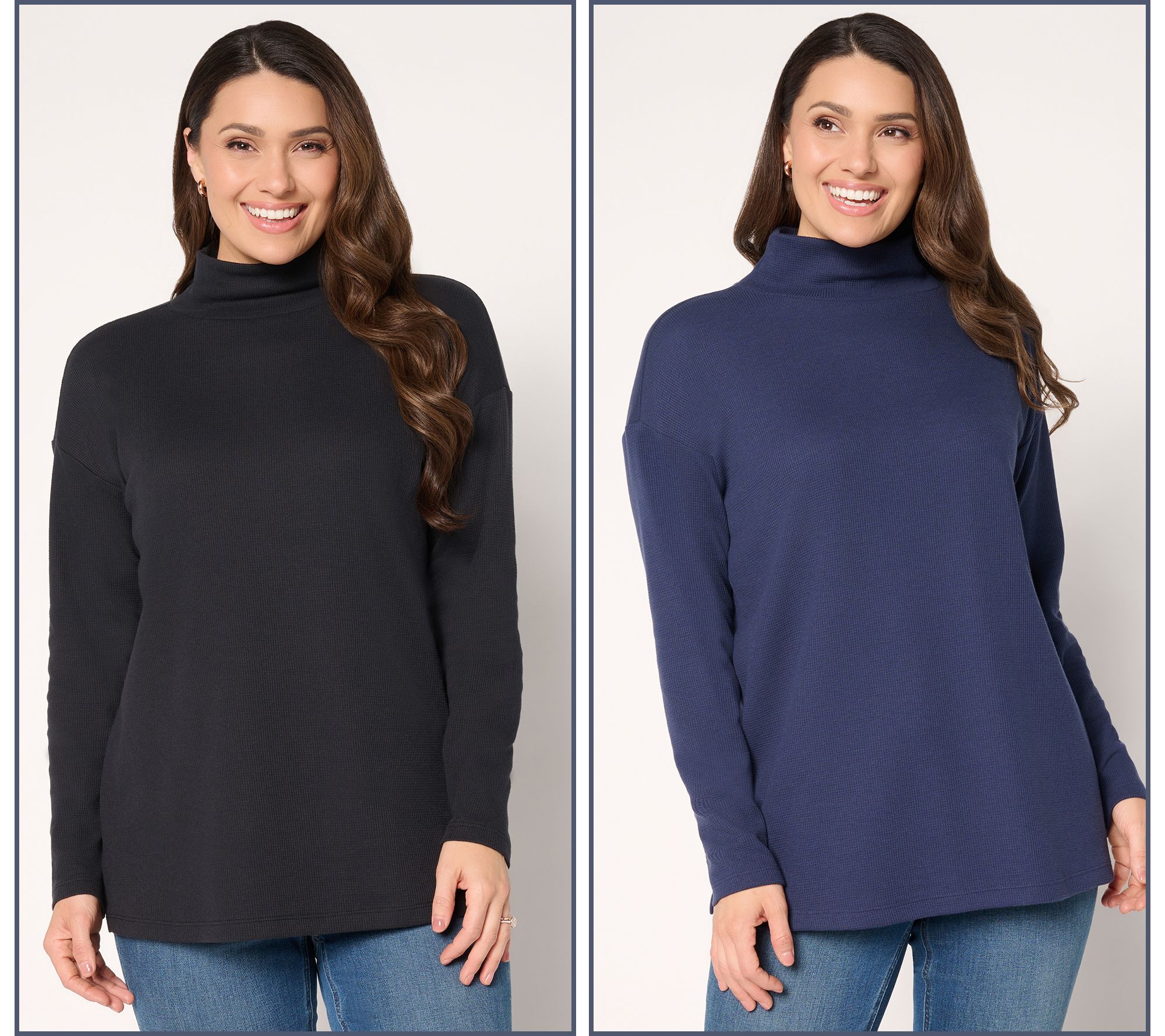 Denim & Co. Essentials Regular 2-Pack Mock Neck Tunics