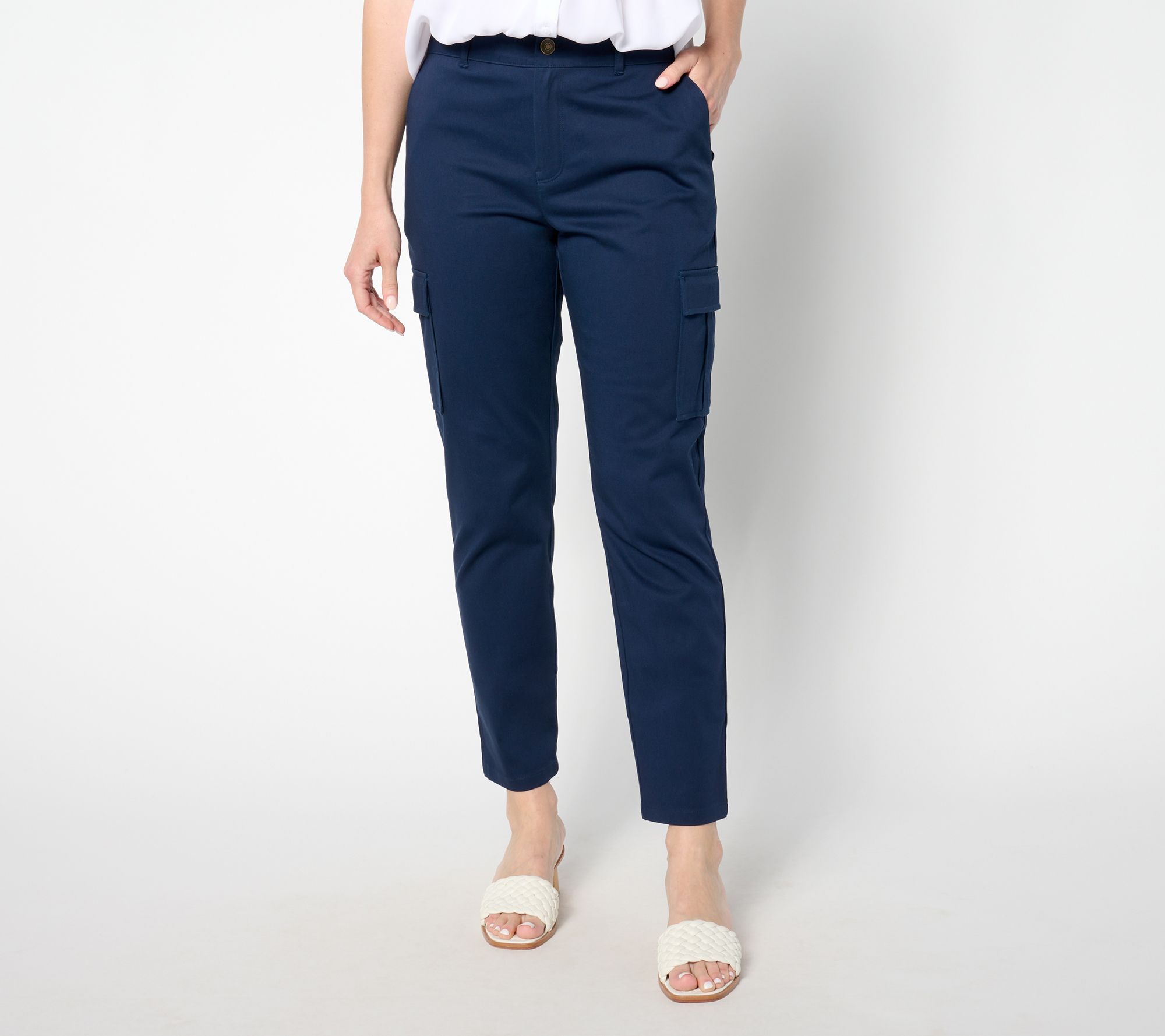 "As Is" Joan Rivers Regular Stretch Cotton Sateen Tapered Ankle Pant
