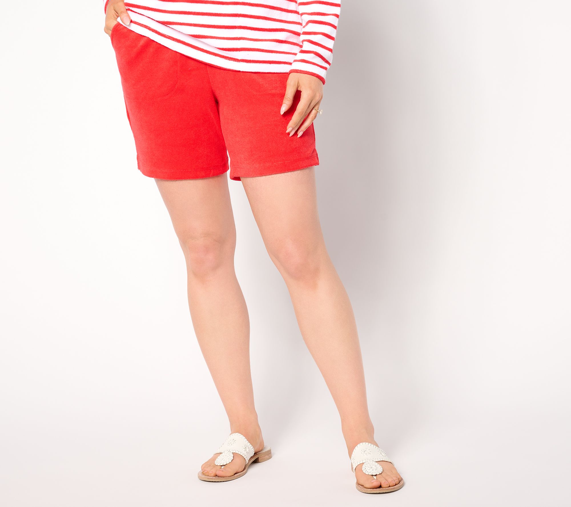 "As Is" Denim & Co. Beach Petite Knit Terry Short