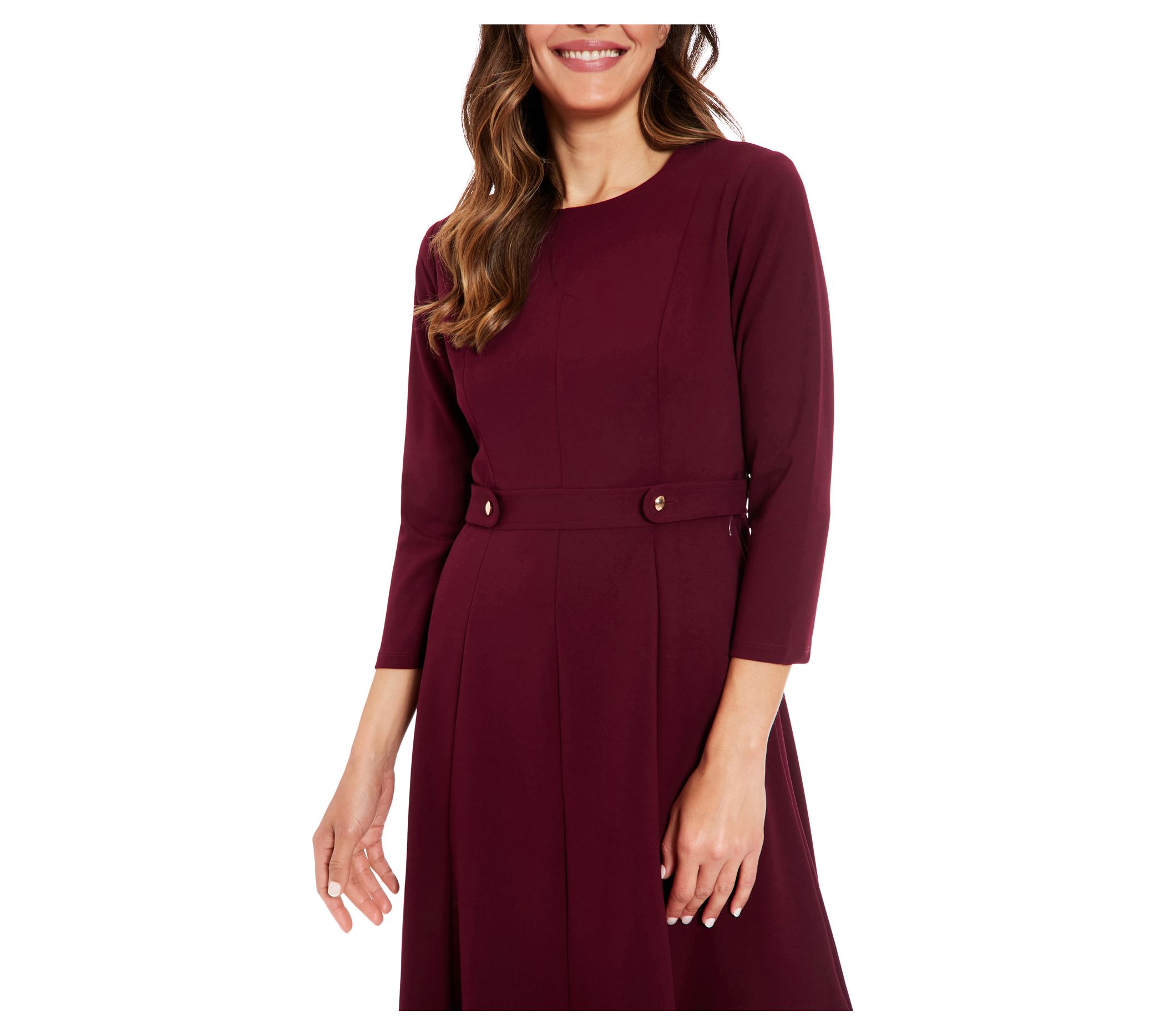 London Times Petite Tab Waist Detail Midi Dress