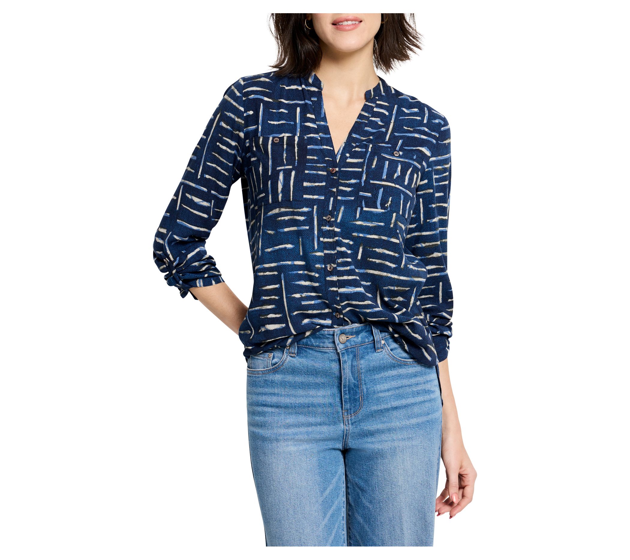 NIC+ZOE Indigo Dash Live In Woven Shirt