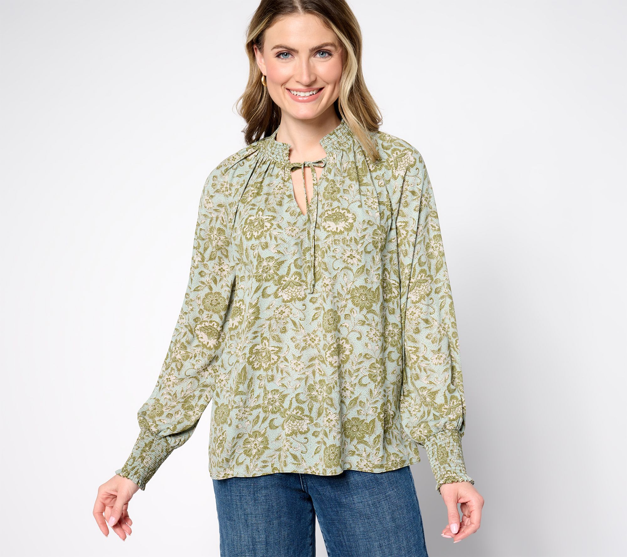 NYDJ Gemma Pleated Front Blouse - QVC.com