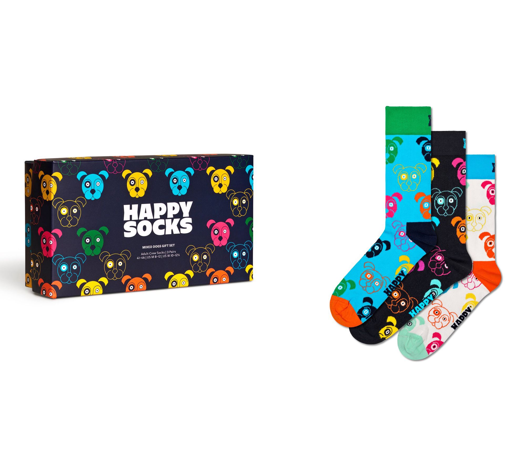 Happy Socks Unisex Set of 3 Gift Boxed Crew Soc ks - Classics