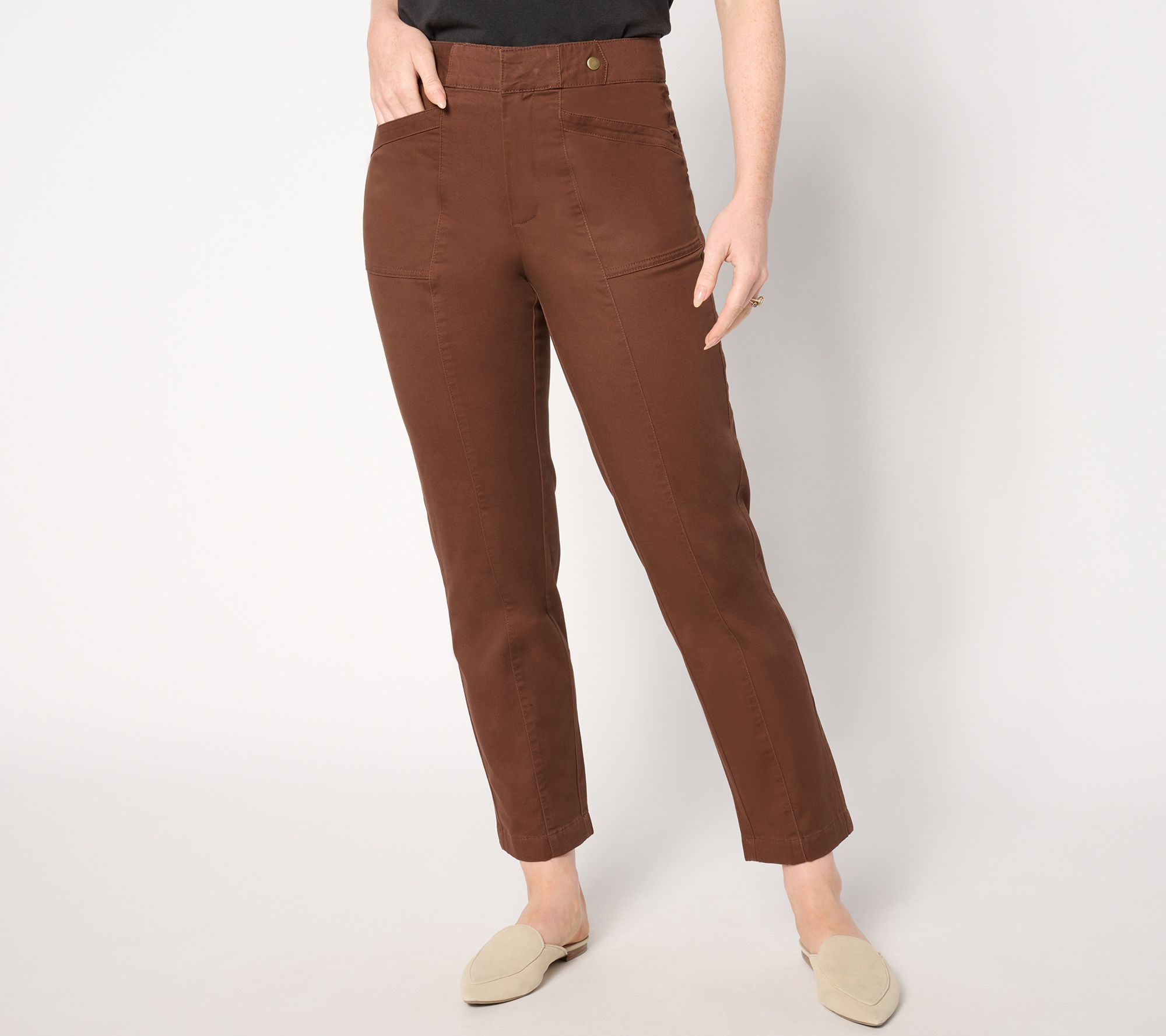 "As Is" Joan Rivers Petite Stretch Twill Straight Leg Ankle Pant