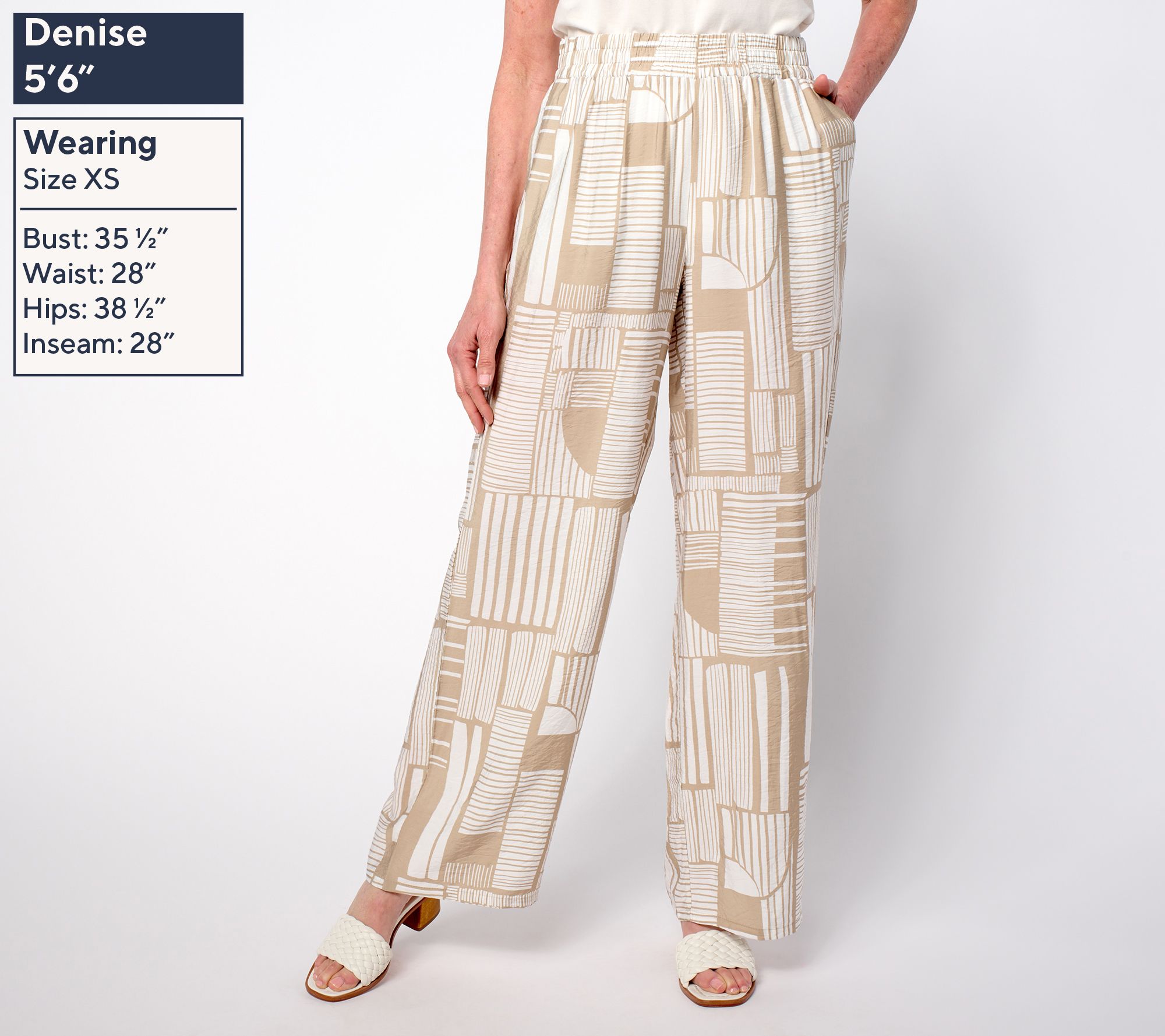 【GRAVER】White Flower Dot Embroidery Wide Balloon Trousers Susan Graver Weekend Printed Dolce Woven Wide-Leg Pants
