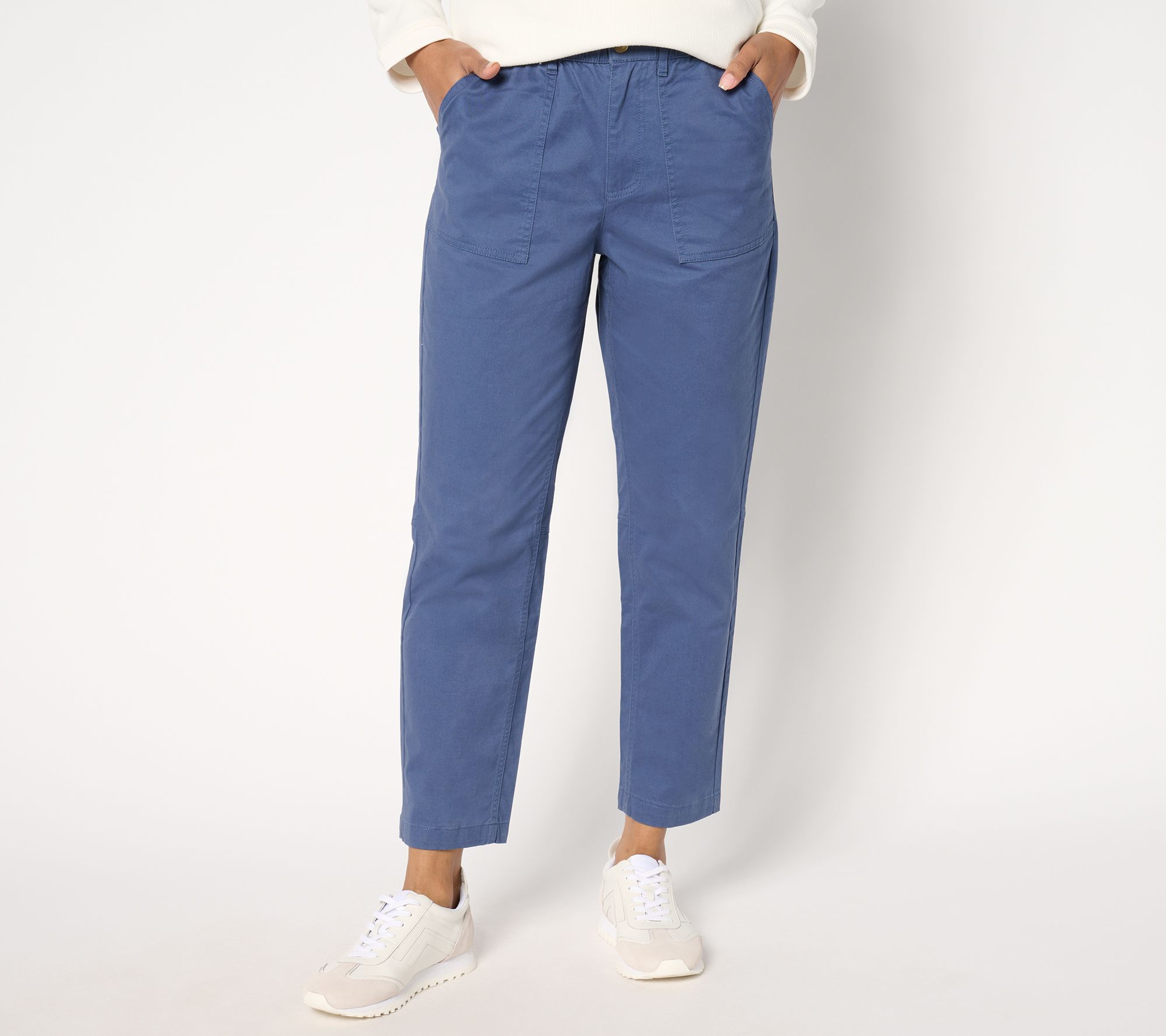 "As Is" Denim & Co. Regular EasyWear Twill Slim Straight Ankle Pant