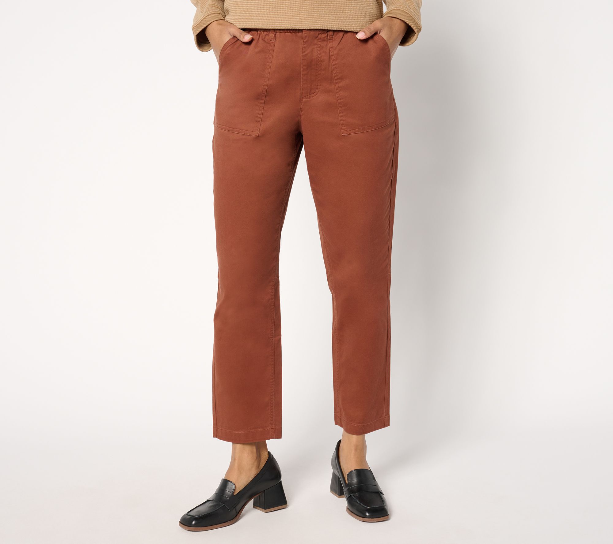 "As Is" Denim & Co. Regular EasyWear Twill Slim Straight Ankle Pant