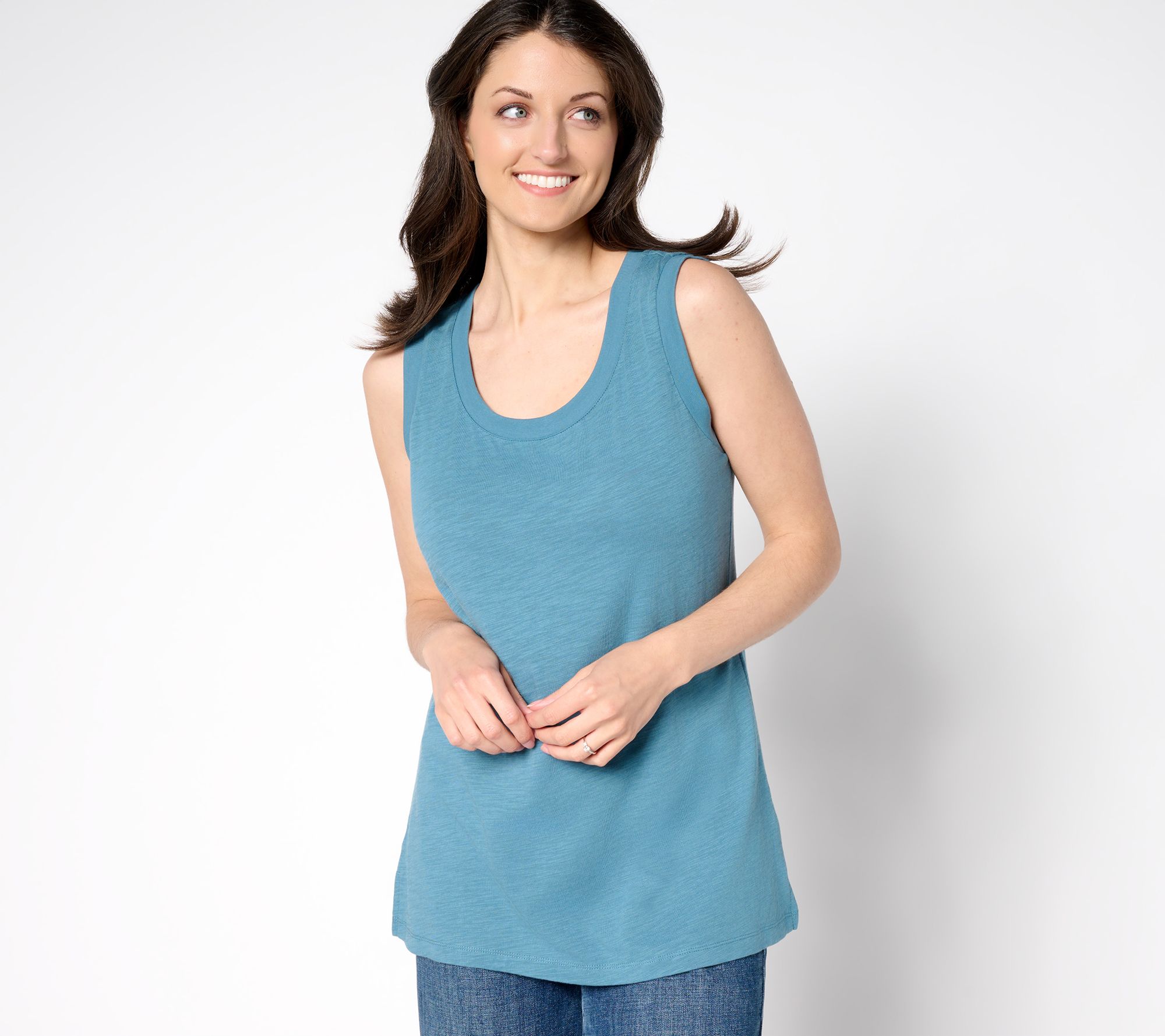 Belle by Kim Gravel Summer Sunset Slub Knit U-Neck Tank