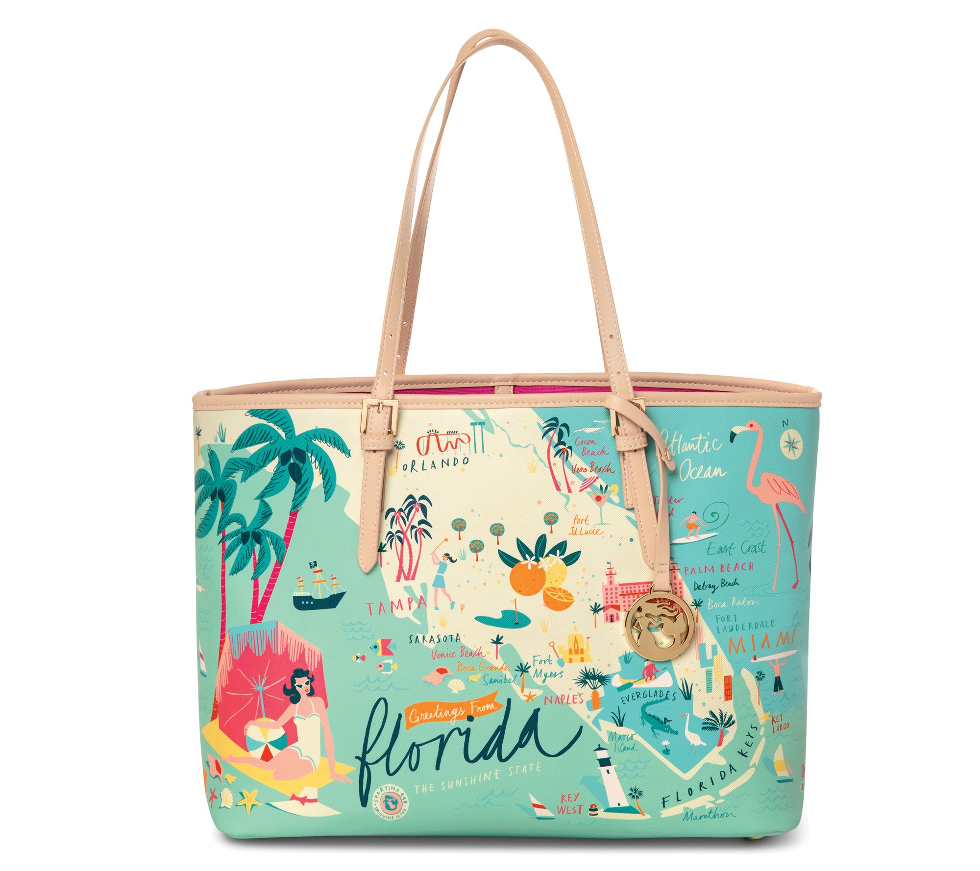 Spartina 449 "Greetings From" Tote Bag with Leather Trim