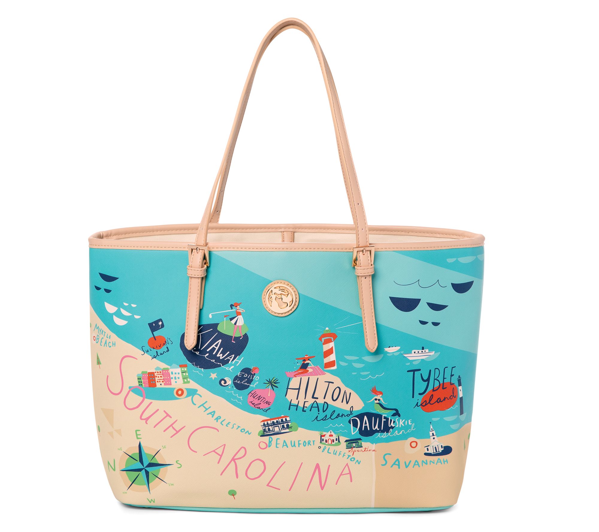 Spartina 449 "Greetings From" Tote Bag with Leather Trim