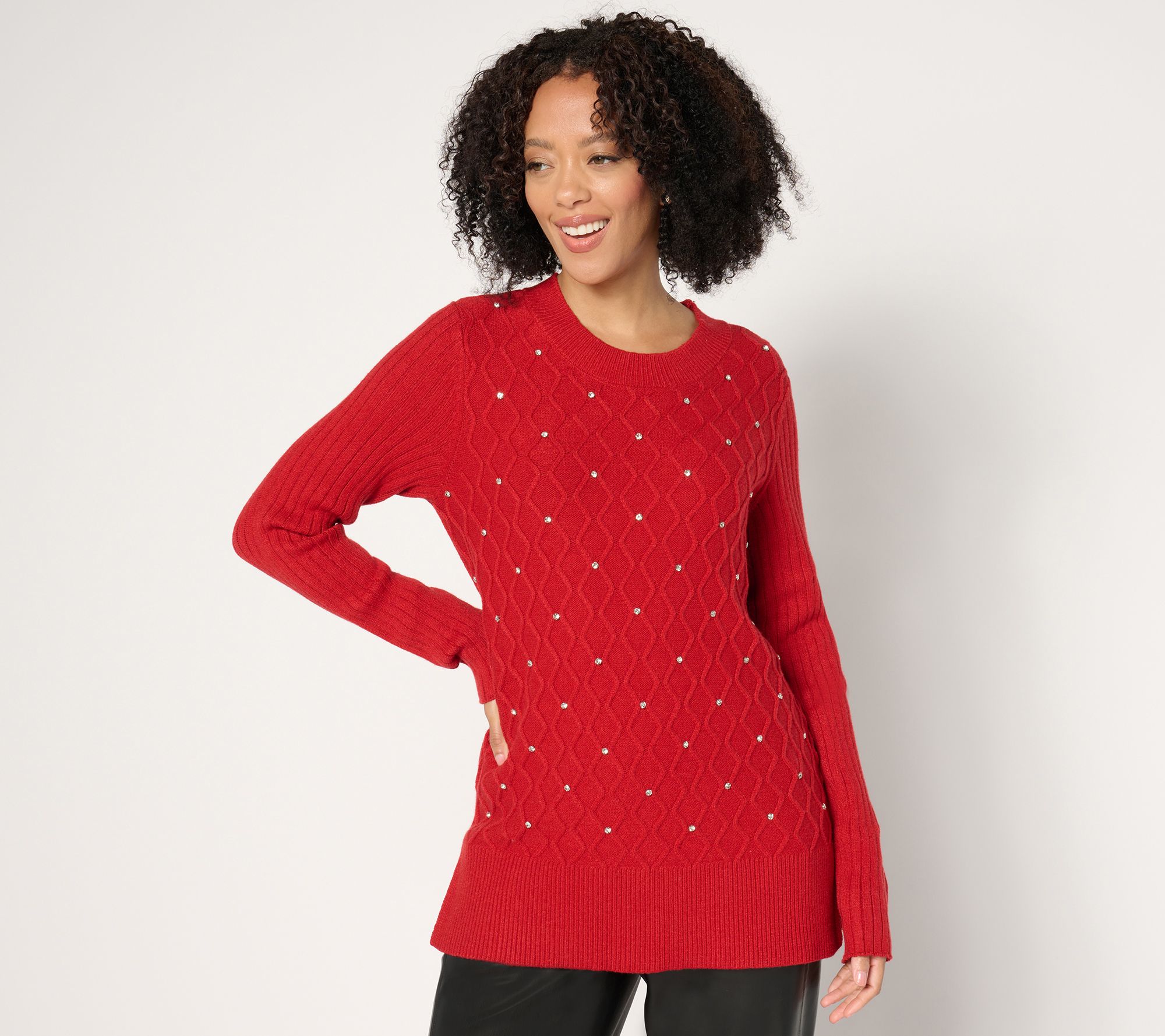 "As Is" Susan Graver Occasions Reg Embellished Sweater Tunic