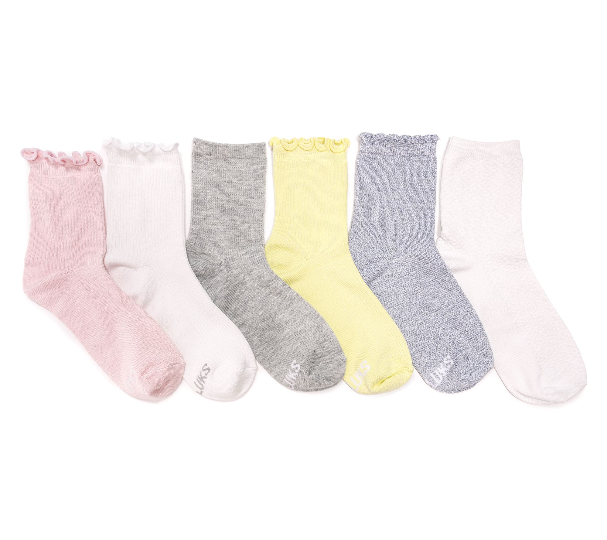 MUK LUKS Set of 6 Whisper Soft Crew Socks