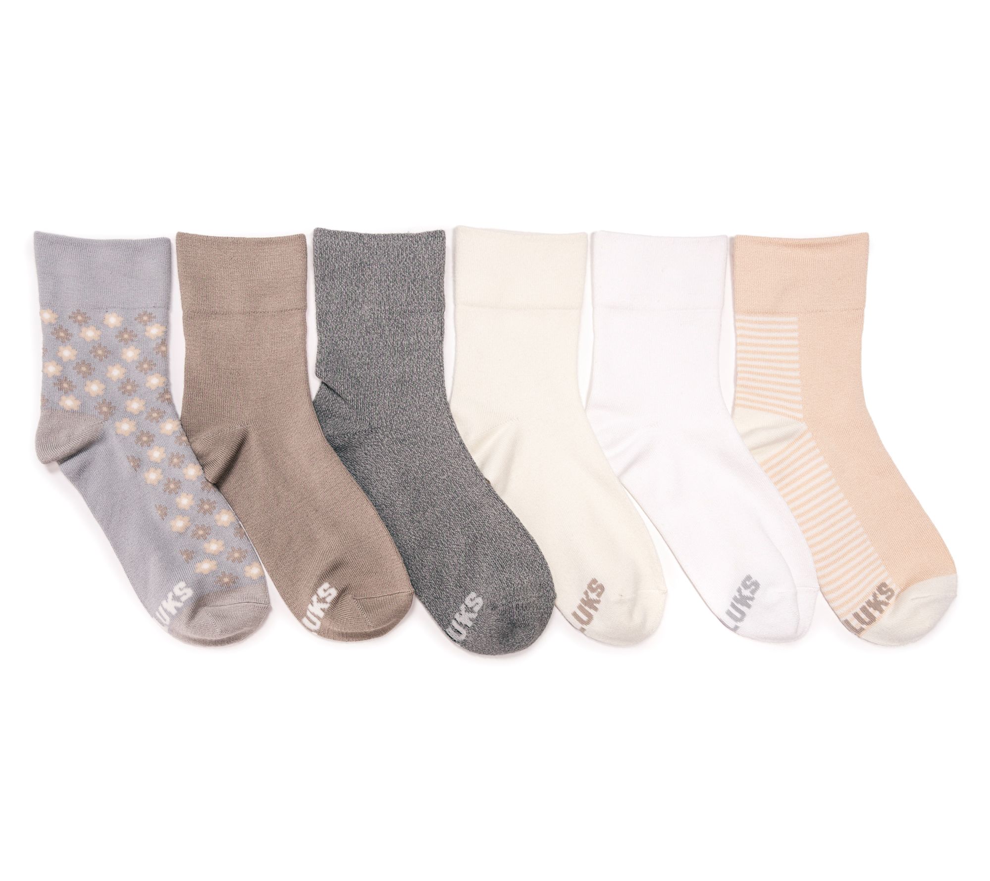 MUK LUKS Set of 6 Whisper Soft Crew Socks