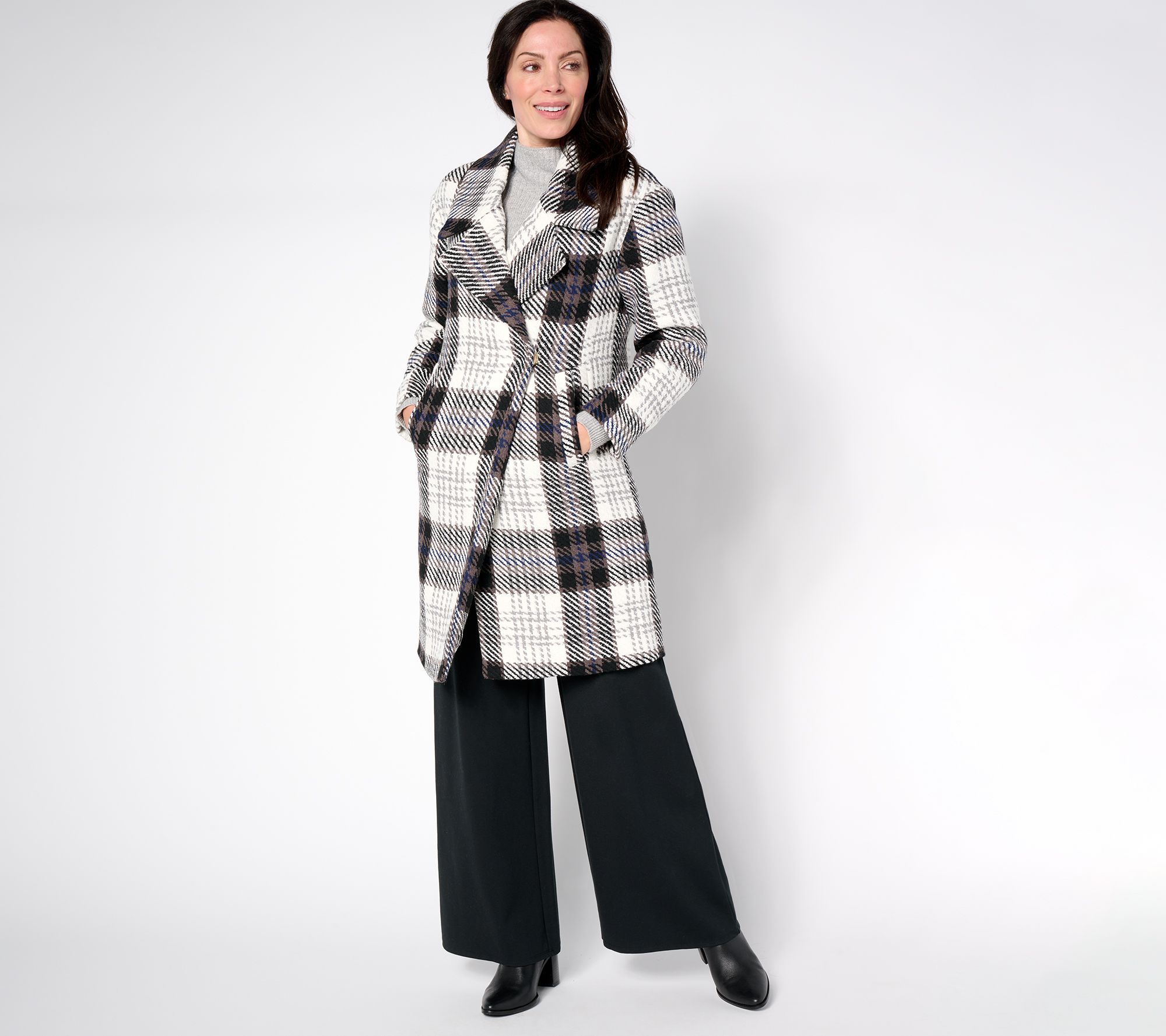 "As Is" Thread Collective Bold Plaid Coat with Oversized Collar