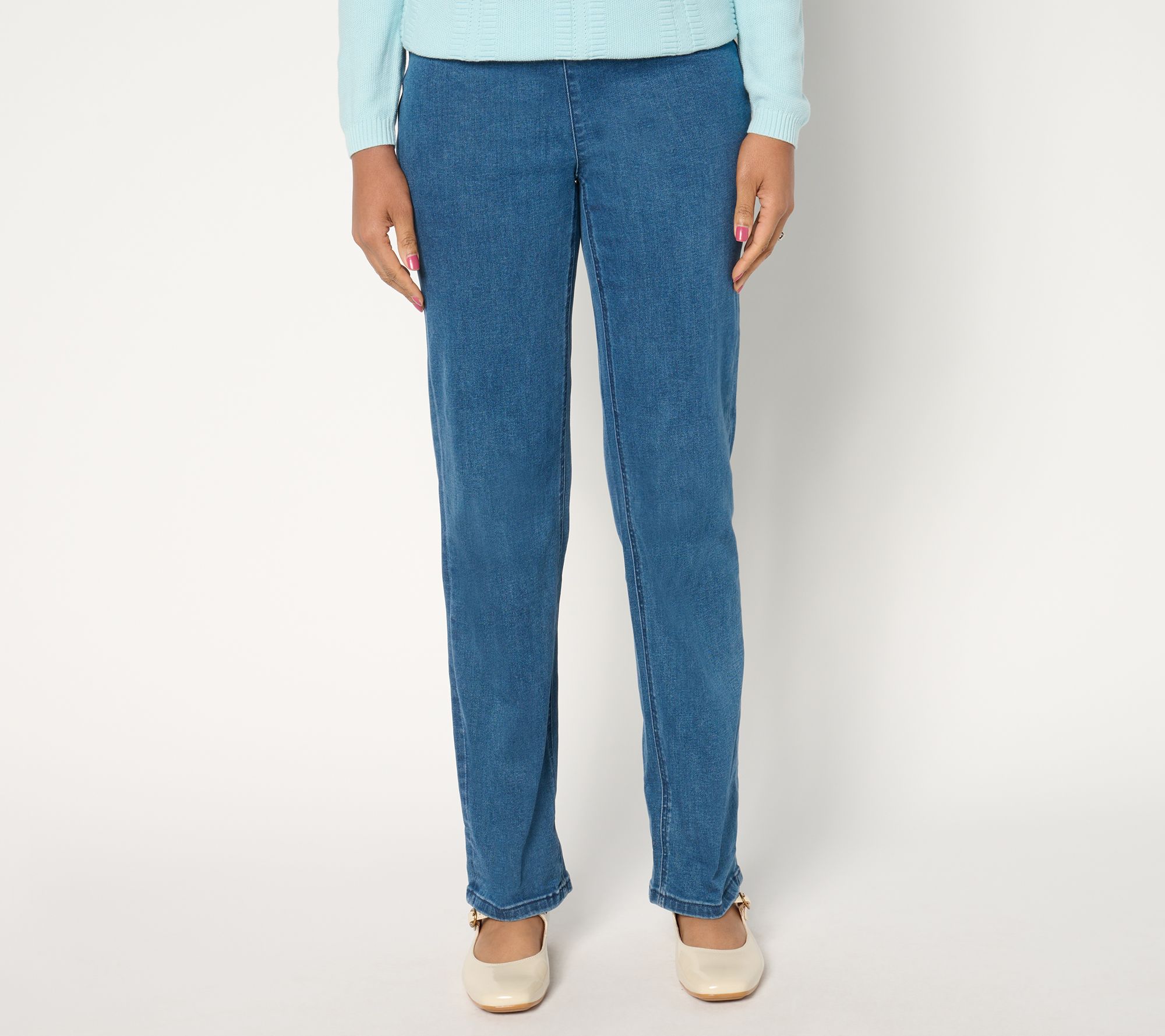"As Is" Denim & Co. Petite Indigo Signature Flex Straight Jean