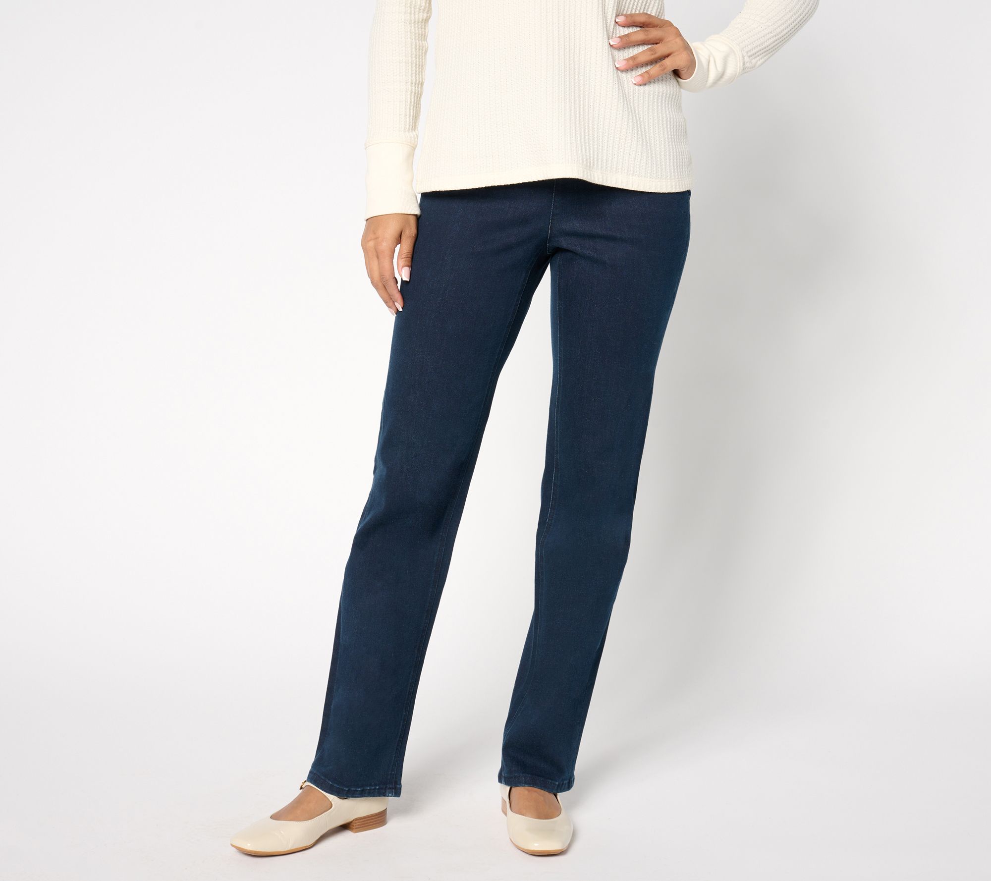 "As Is" Denim & Co. Petite Indigo Signature Flex Straight Jean
