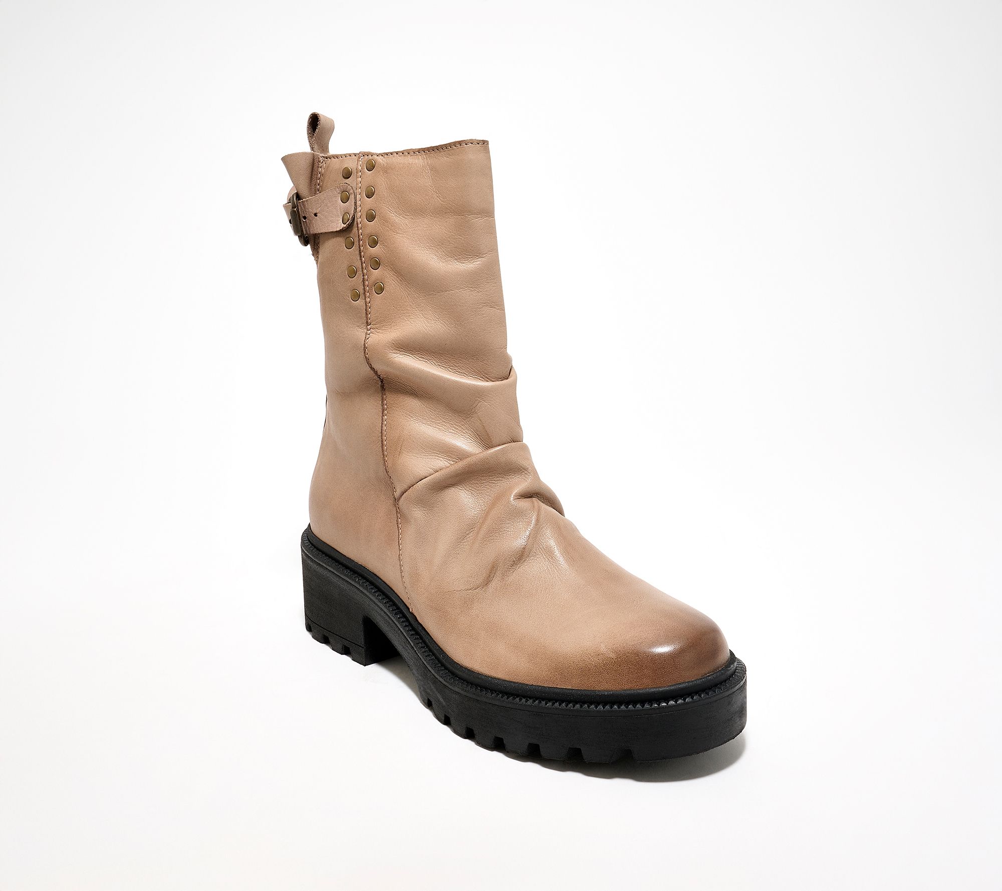 Miz Mooz Leather Ruched Buckle Mid Boots - Sibyl