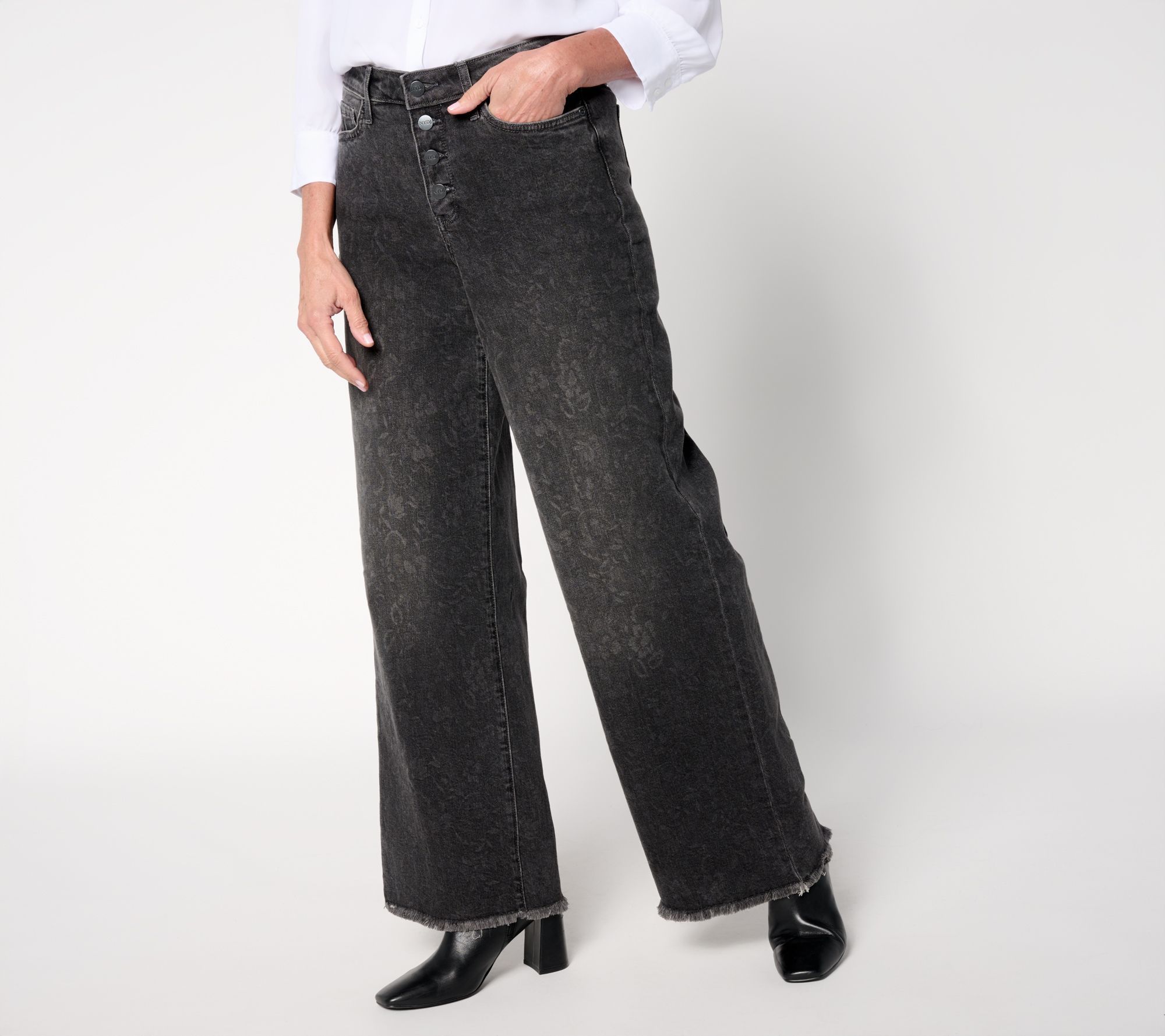 NYDJ Teresa Wide-Leg Petite Full-Length Solid/Novetly Jeans