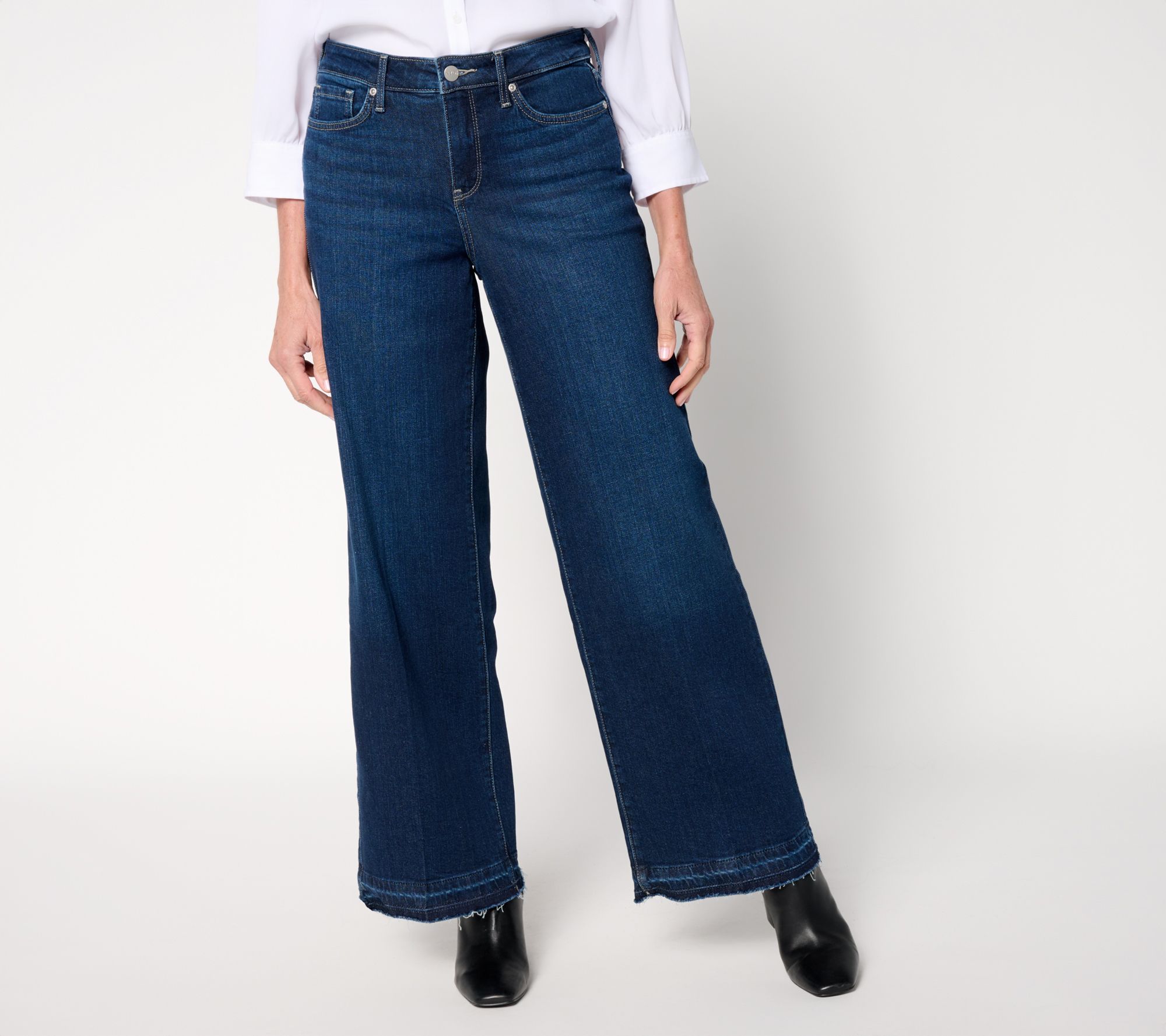 NYDJ Teresa Wide-Leg Petite Full-Length Solid/Novetly Jeans