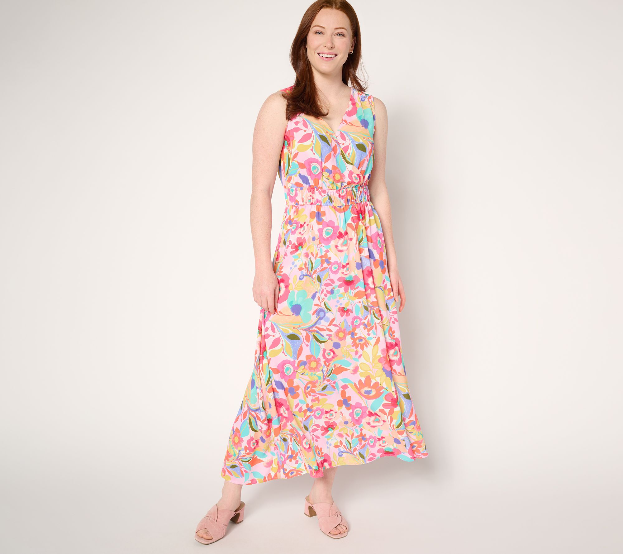 "As Is" Susan Graver Regular Printed St. Tropez Maxi Dress