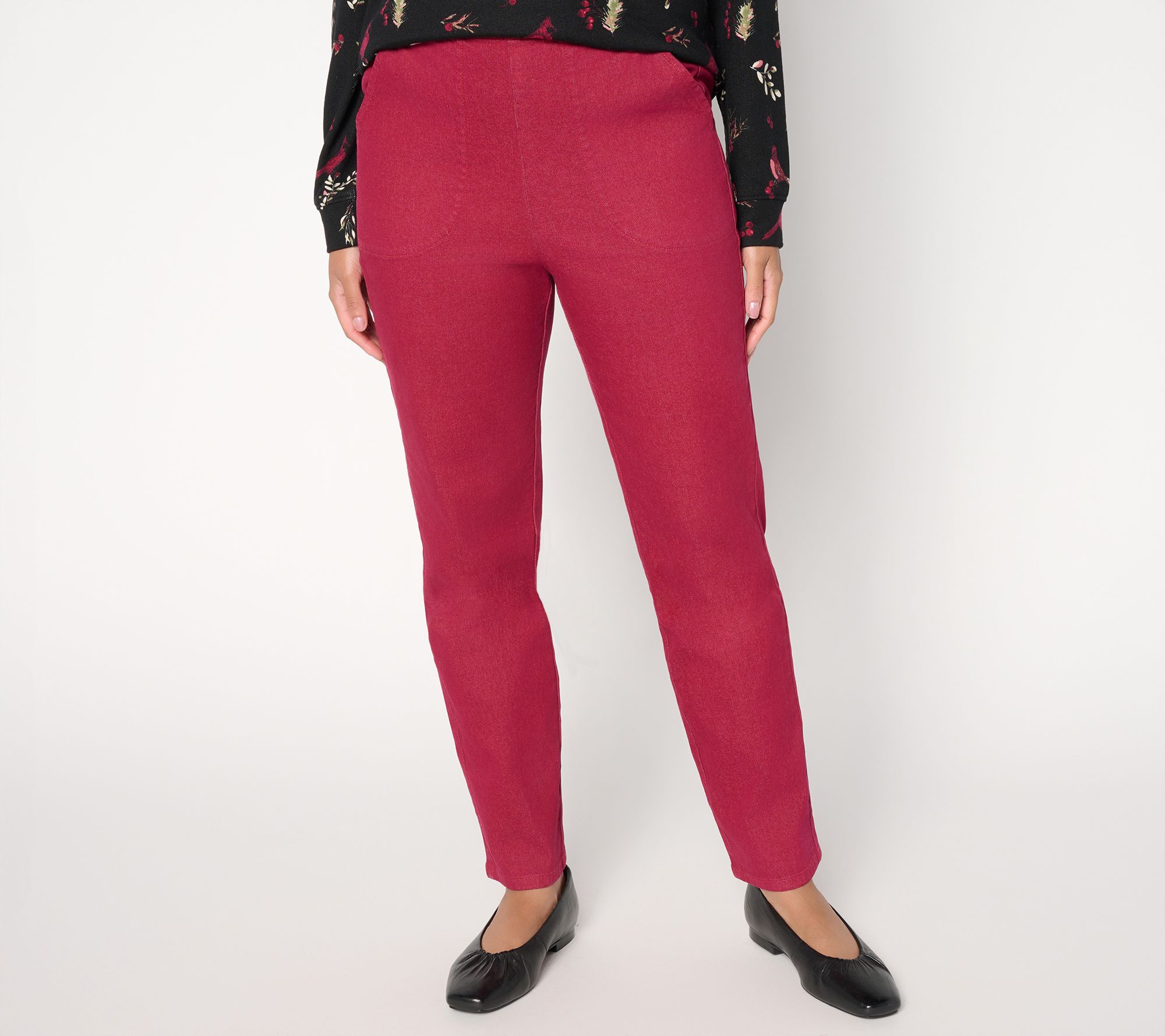 Denim & Co. Regular Flat Front Side Pocket Pants