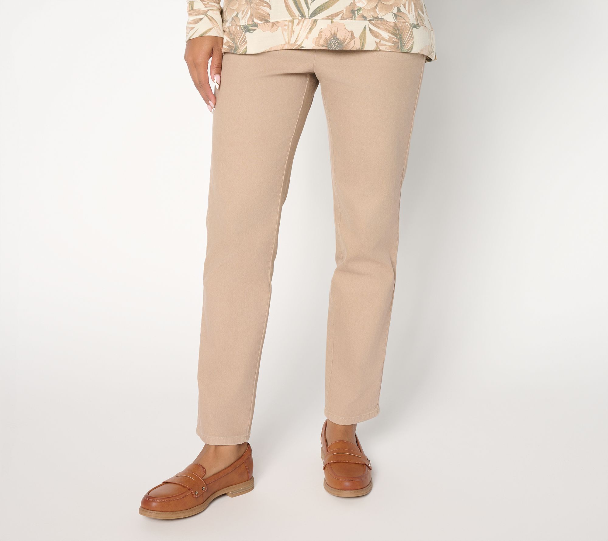 Denim & Co. Regular Flat Front Side Pocket Pants