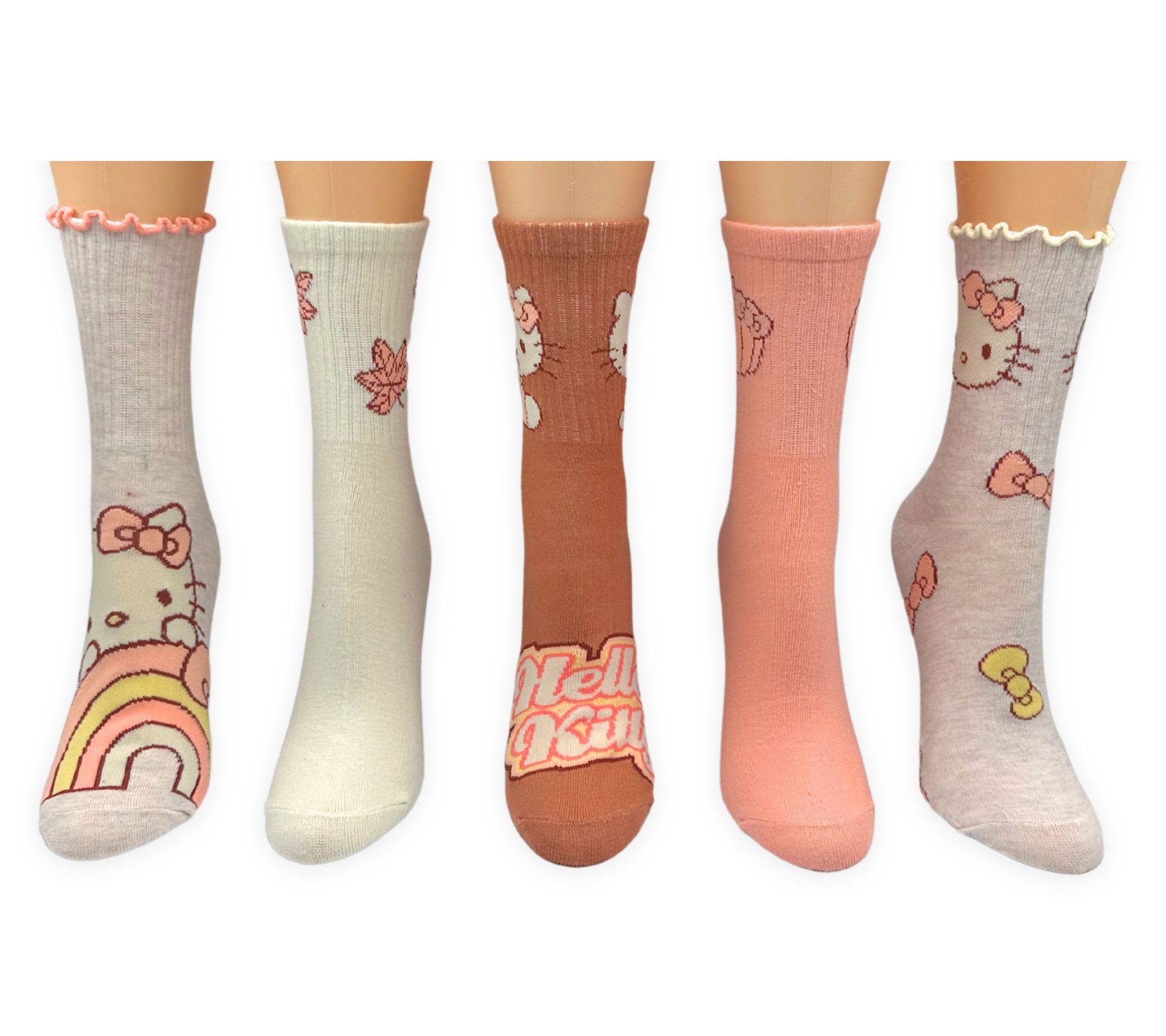 Hello Kitty Ladies' Harvest Cheer Set of 5 MidCrew Socks