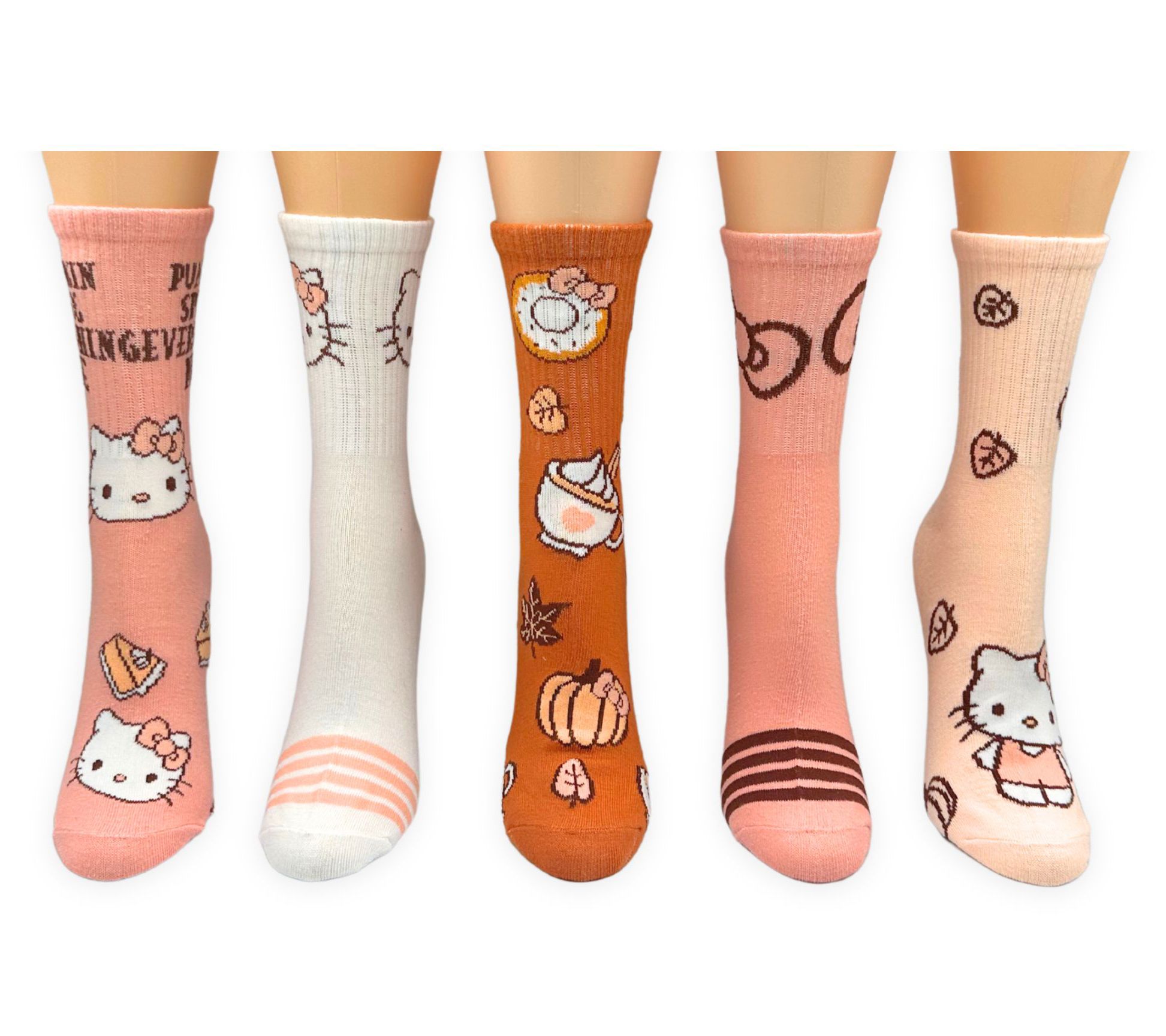 Hello Kitty Ladies' Harvest Cheer Set of 5 MidCrew Socks